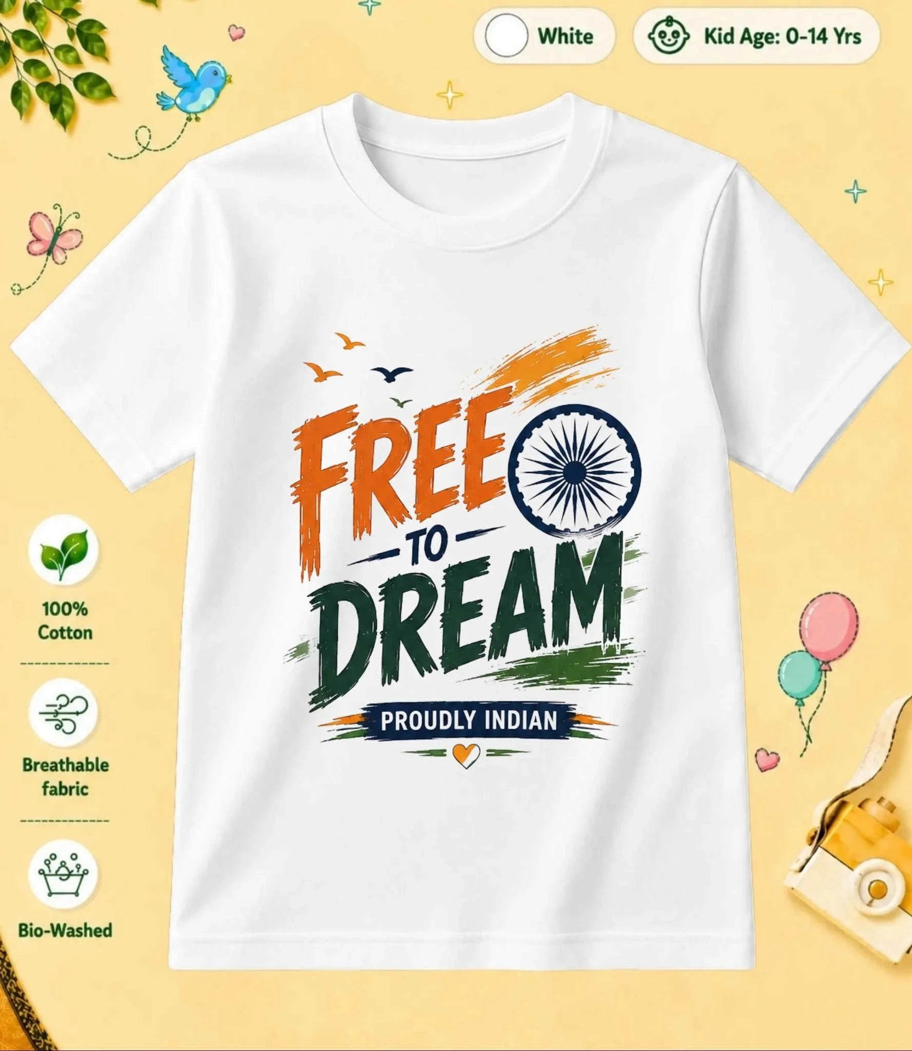 15 August Special Day Kid Cotton Tee Swiftsoul