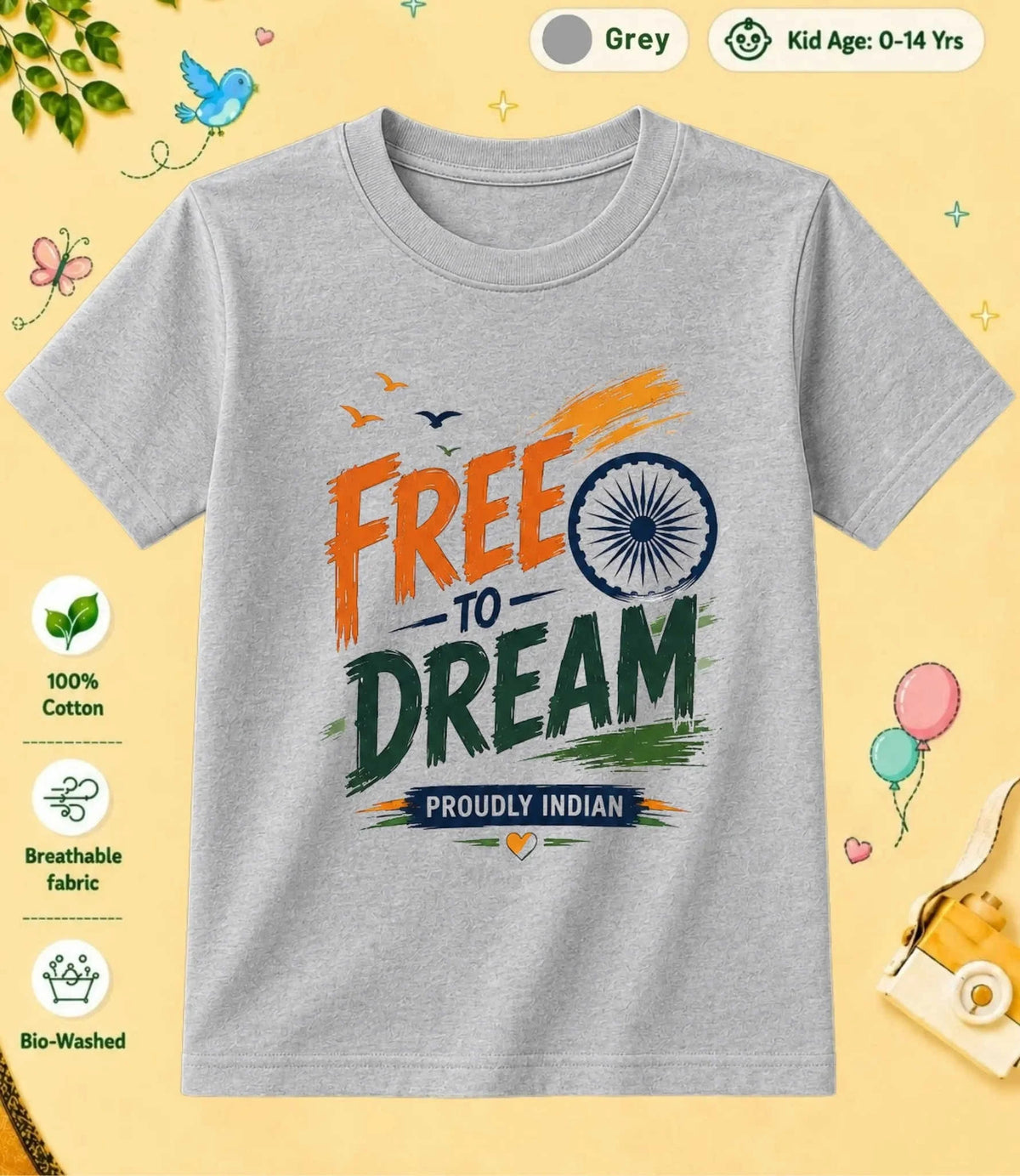15 August Special Day Kid Cotton Tee Swiftsoul