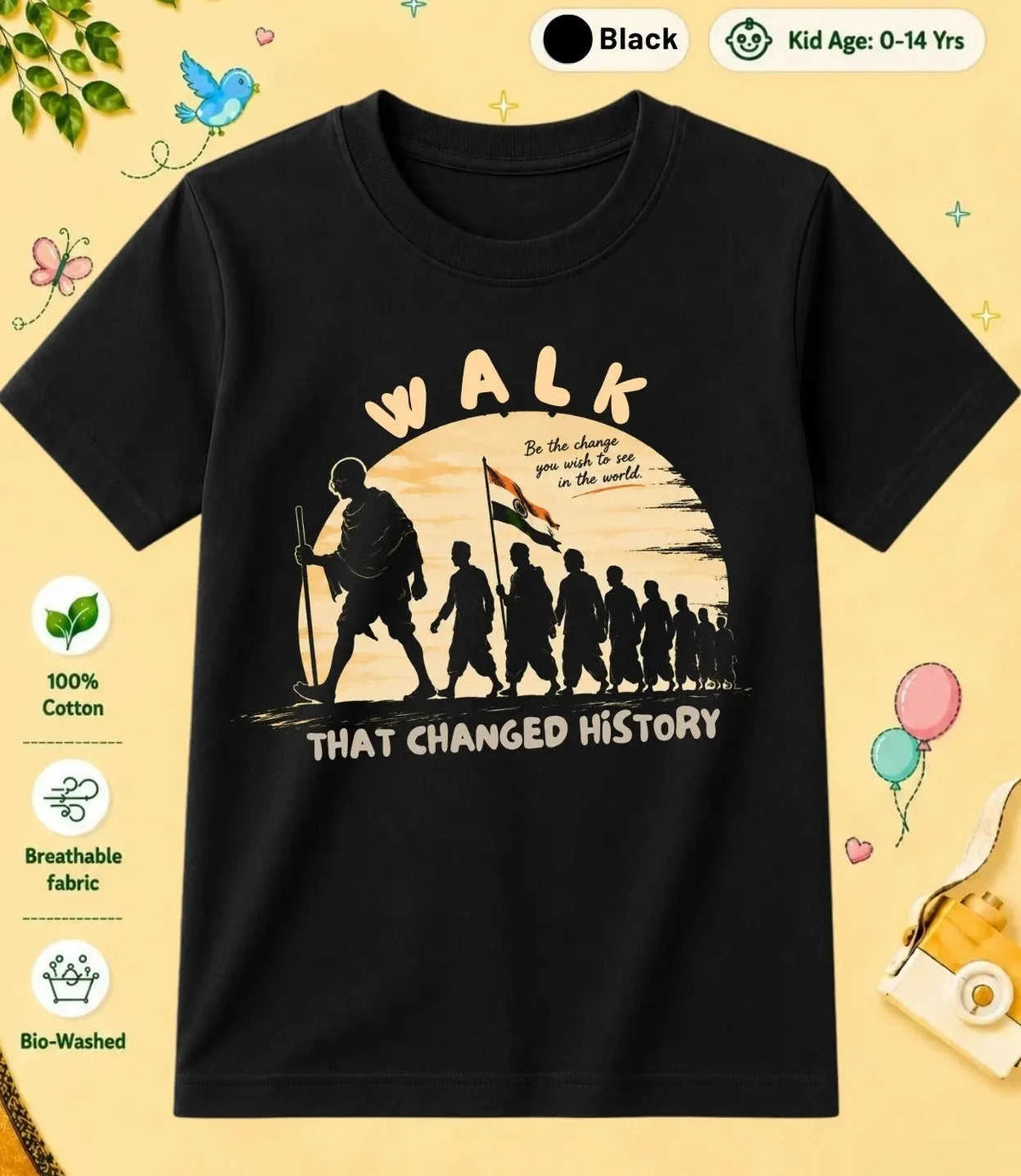2 October Special Day Kid Cotton Tee Swiftsoul
