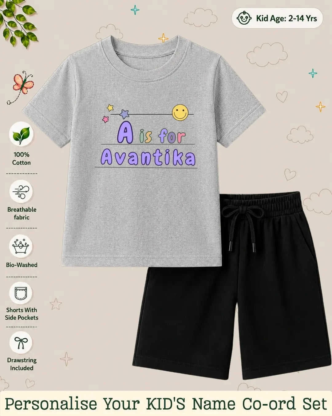 Back To School Custom Kid Co-ord Set Swiftsoul