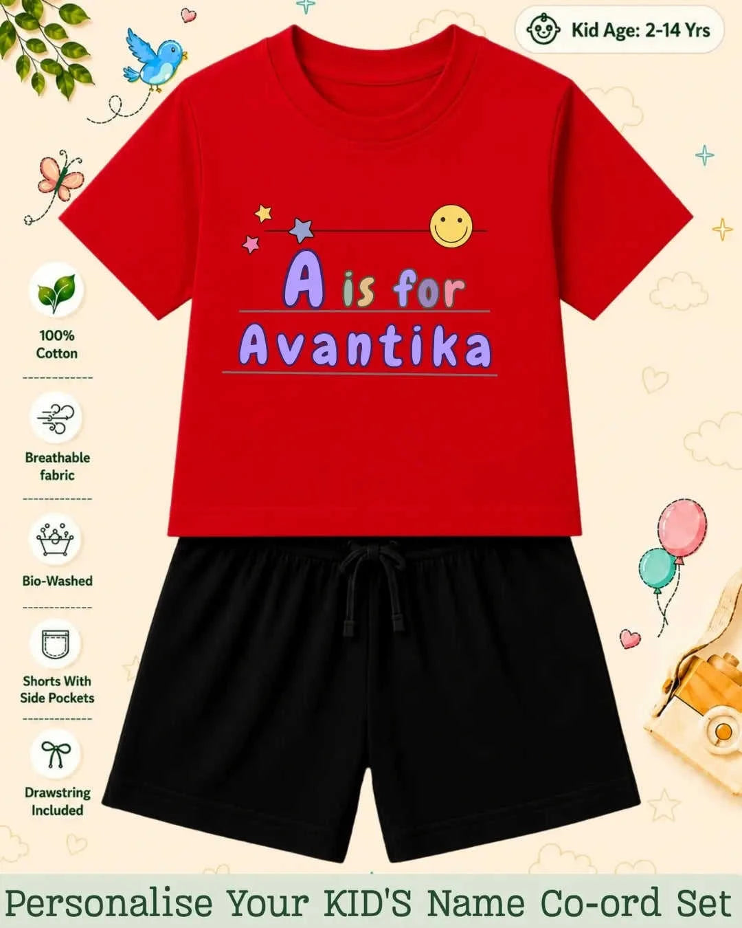 Back To School Custom Kid Co-ord Set Swiftsoul