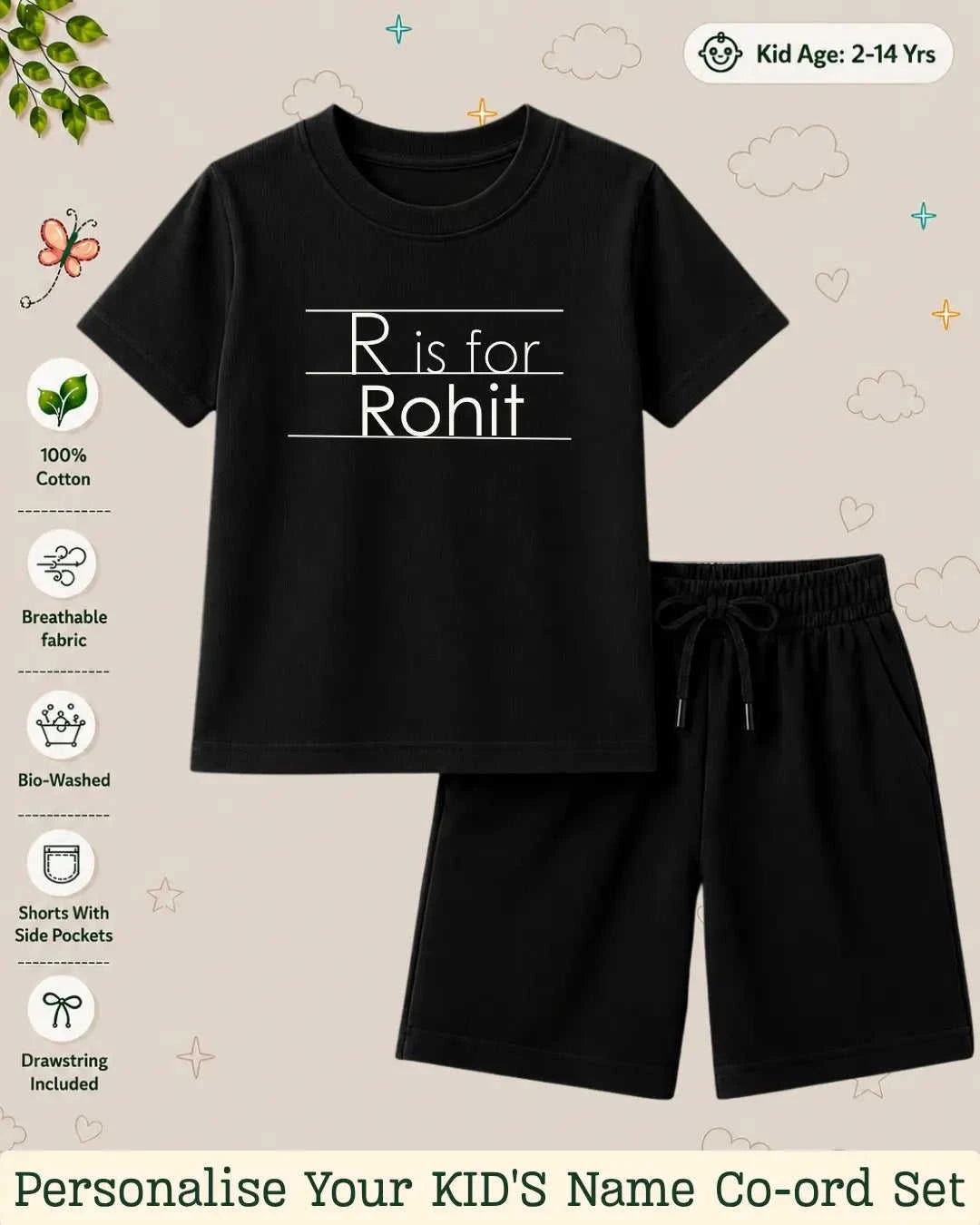 Back To School Custom Kid Co-ord Set Swiftsoul
