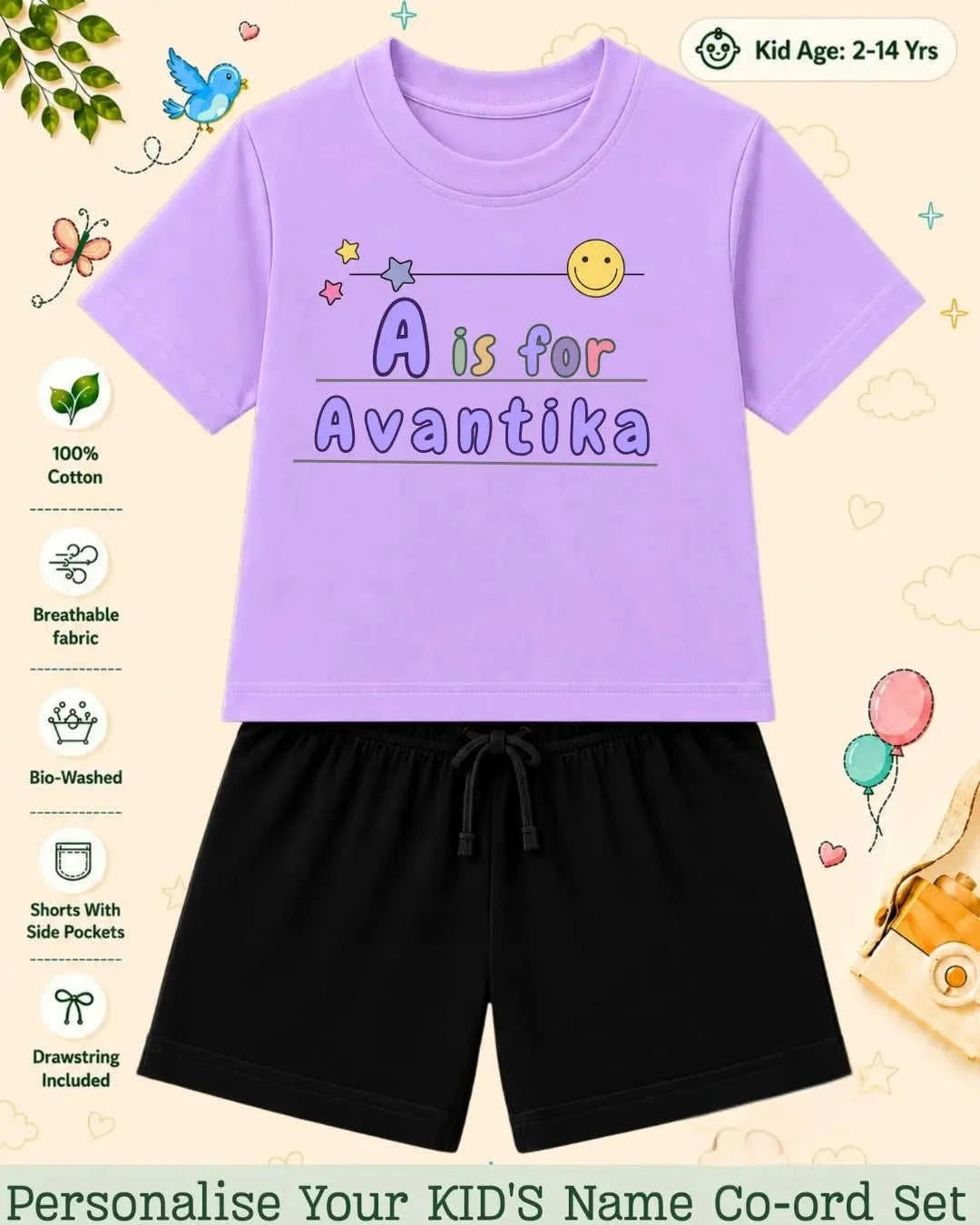 Back To School Custom Kid Co-ord Set Swiftsoul