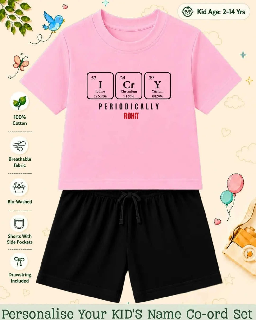 Back To School Custom Kid Co-ord Set Swiftsoul