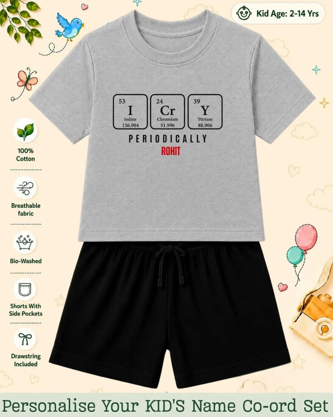 Back To School Custom Kid Co-ord Set Swiftsoul