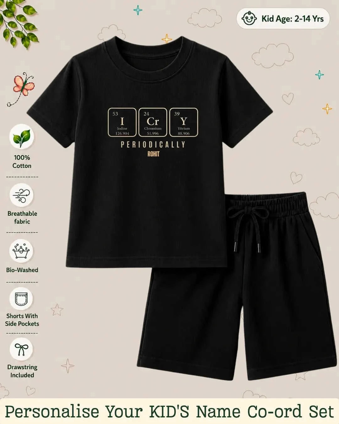 Back To School Custom Kid Co-ord Set Swiftsoul
