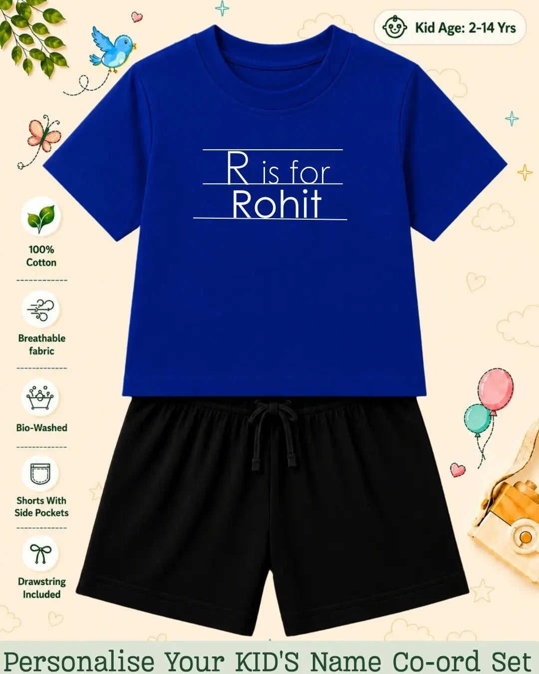 Back To School Custom Kid Co-ord Set Swiftsoul