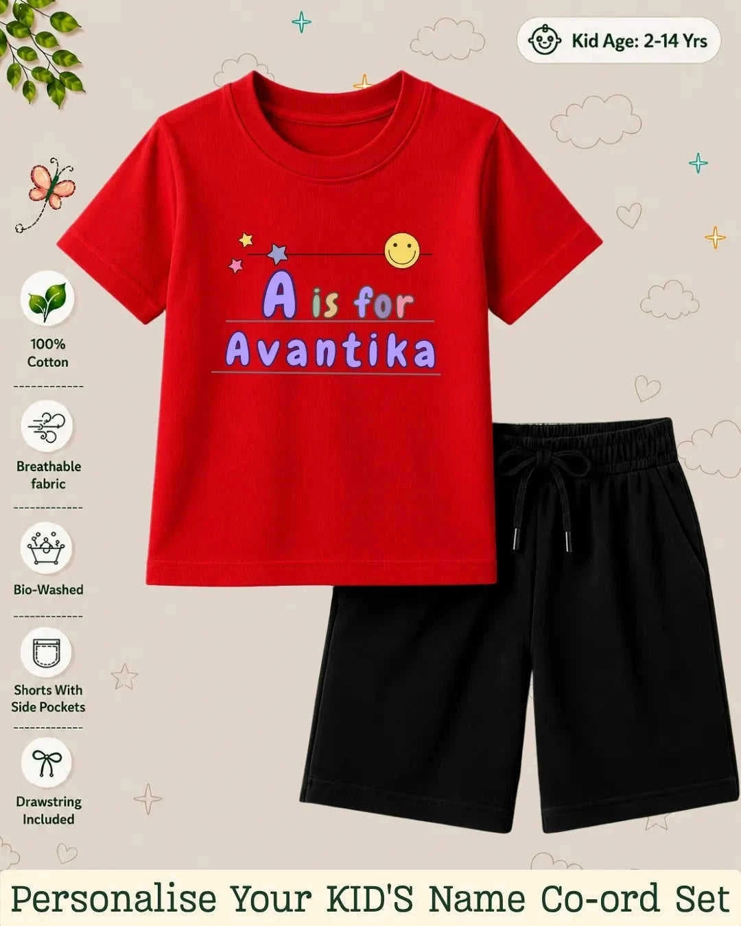 Back To School Custom Kid's Co-ord Set Swiftsoul