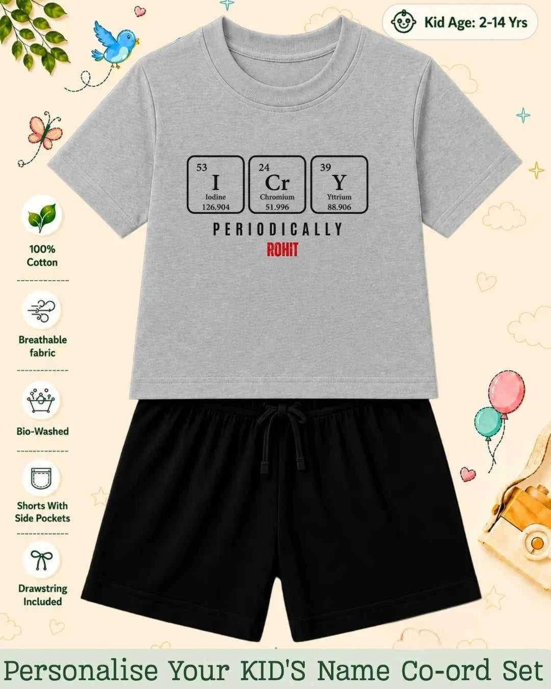 Back To School Custom Kid's Co-ord Set Swiftsoul