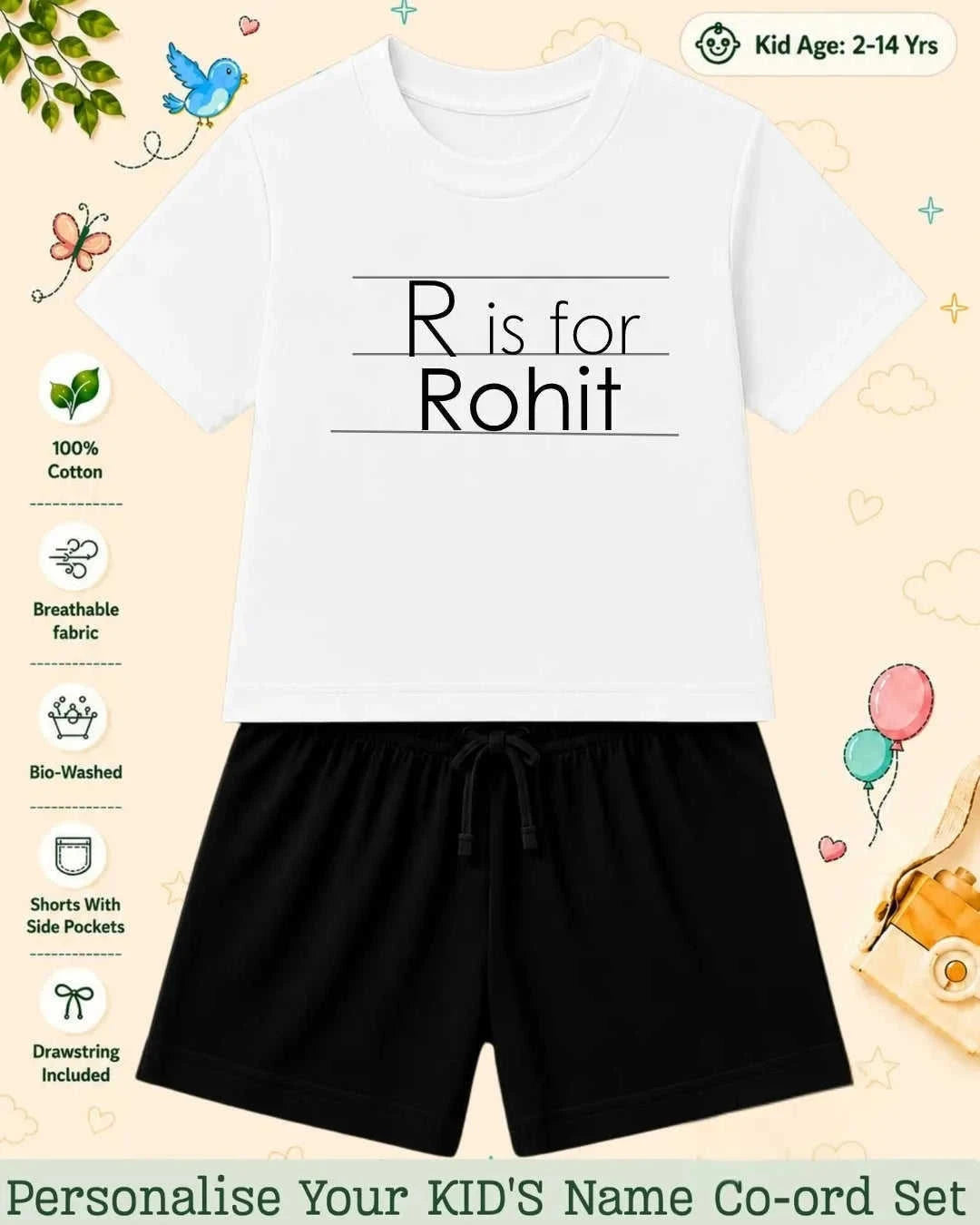 Back To School Custom Kid's Co-ord Set Swiftsoul