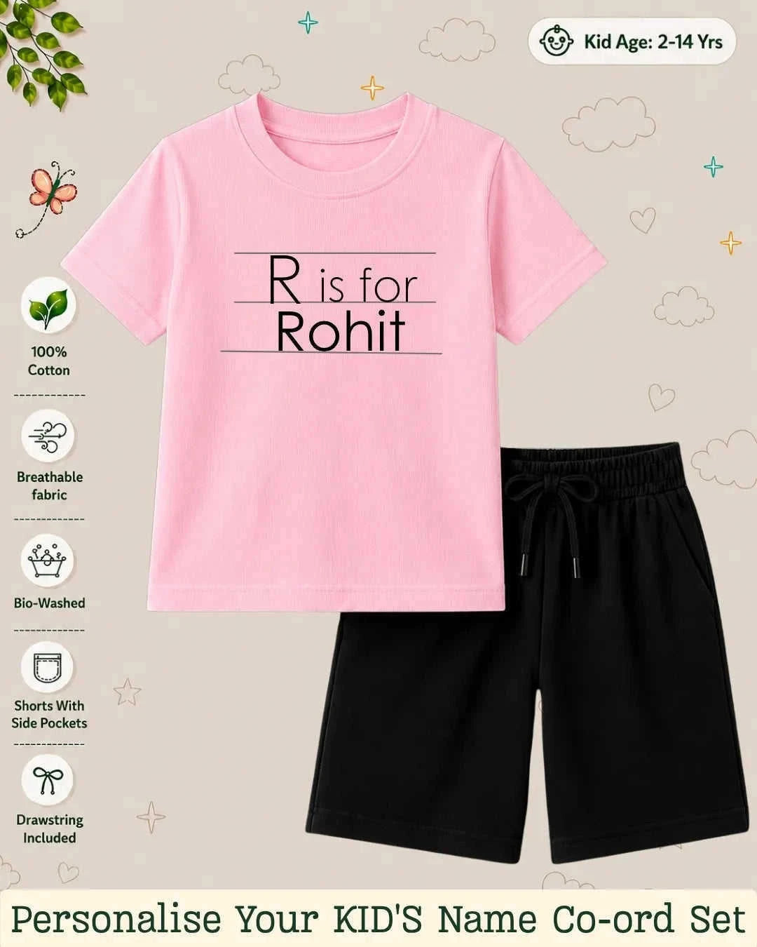 Back To School Custom Kid's Co-ord Set Swiftsoul