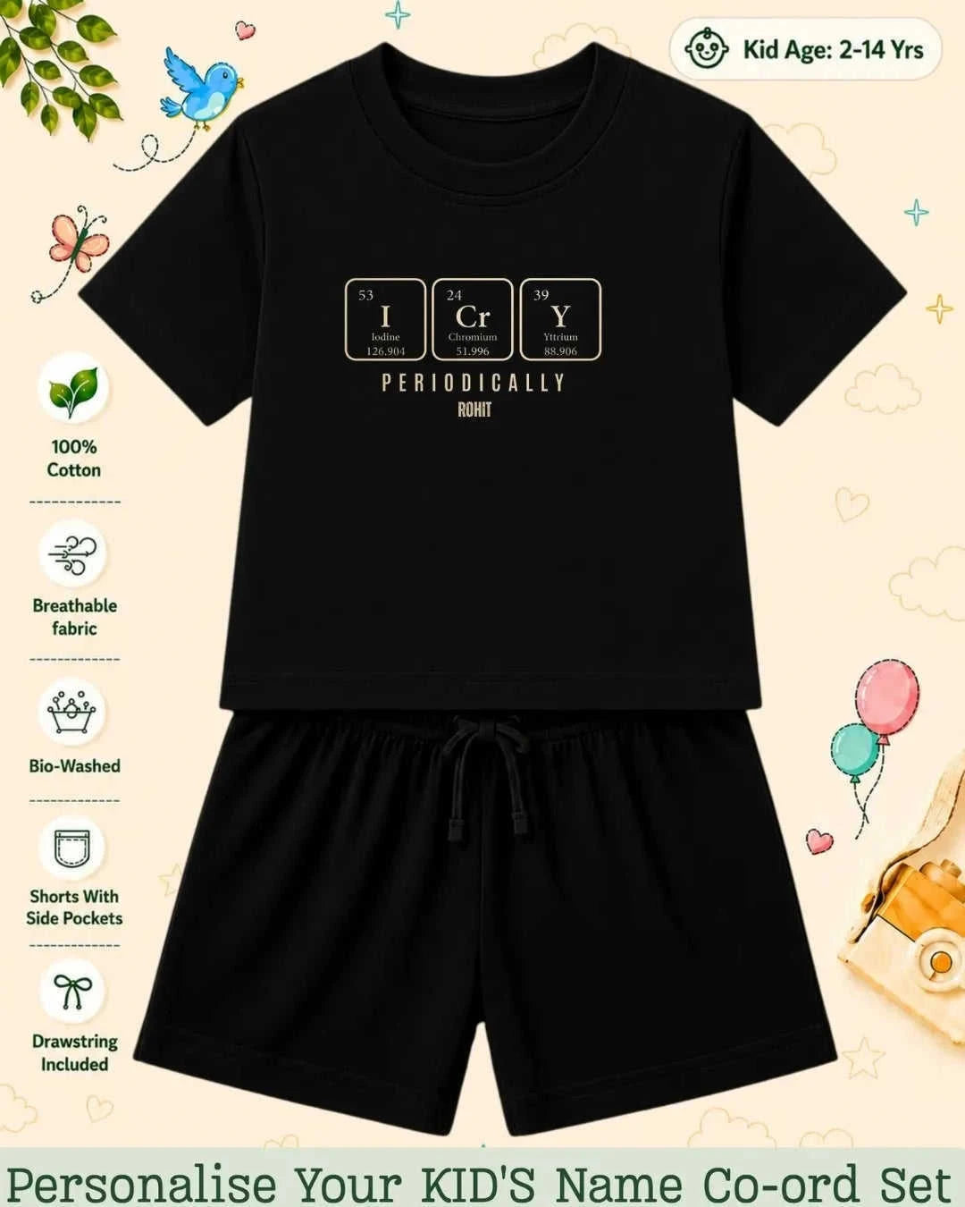Back To School Custom Kid's Co-ord Set Swiftsoul