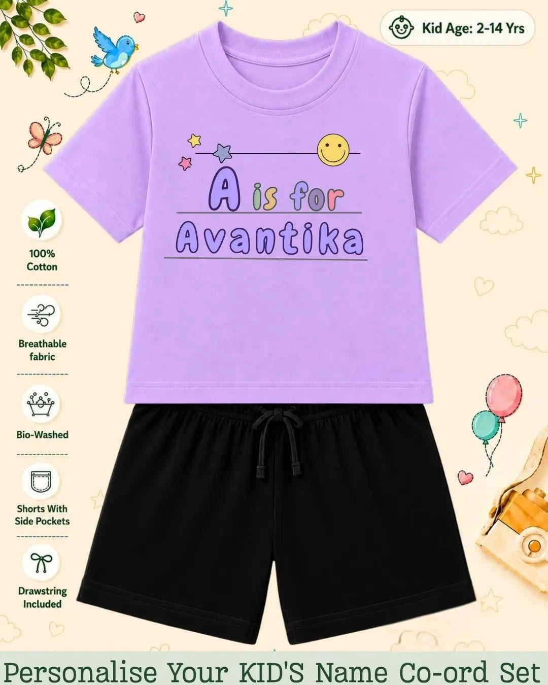 Back To School Custom Kid's Co-ord Set Swiftsoul