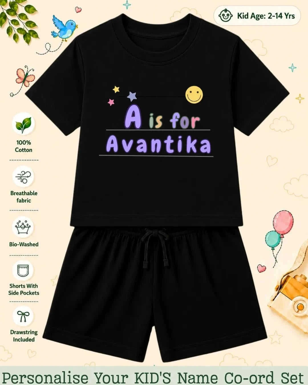 Back To School Custom Kid's Co-ord Set Swiftsoul