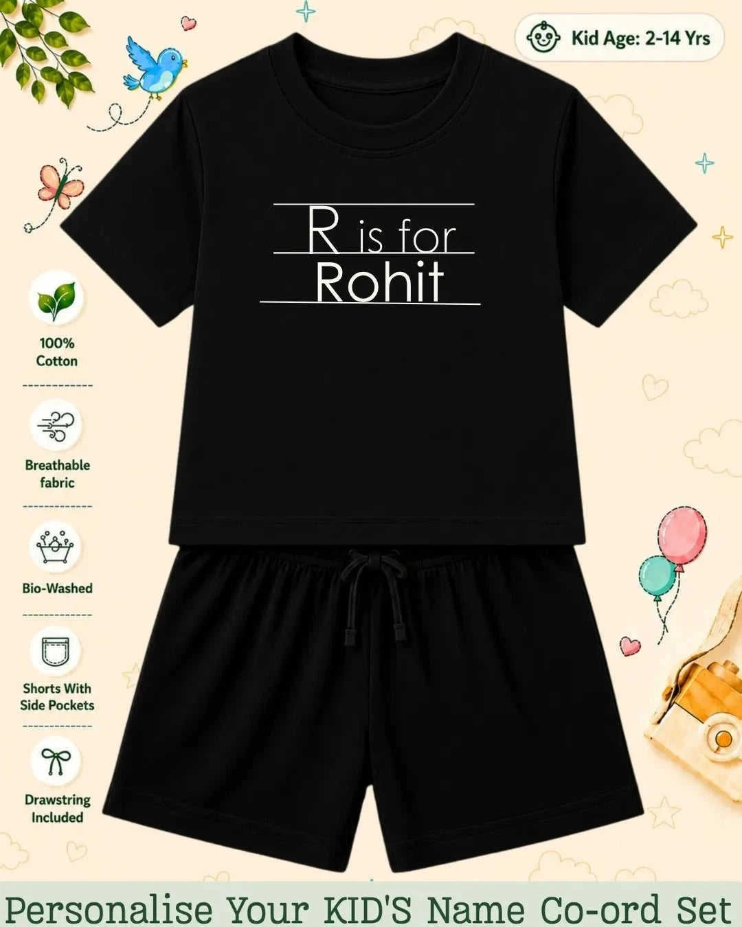 Back To School Custom Kid's Co-ord Set Swiftsoul
