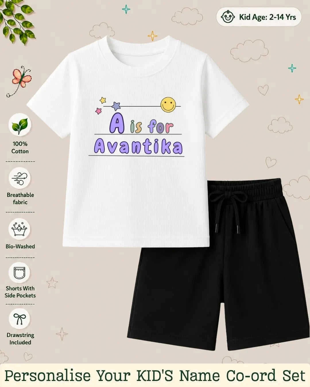 Back To School Custom Kid's Co-ord Set Swiftsoul