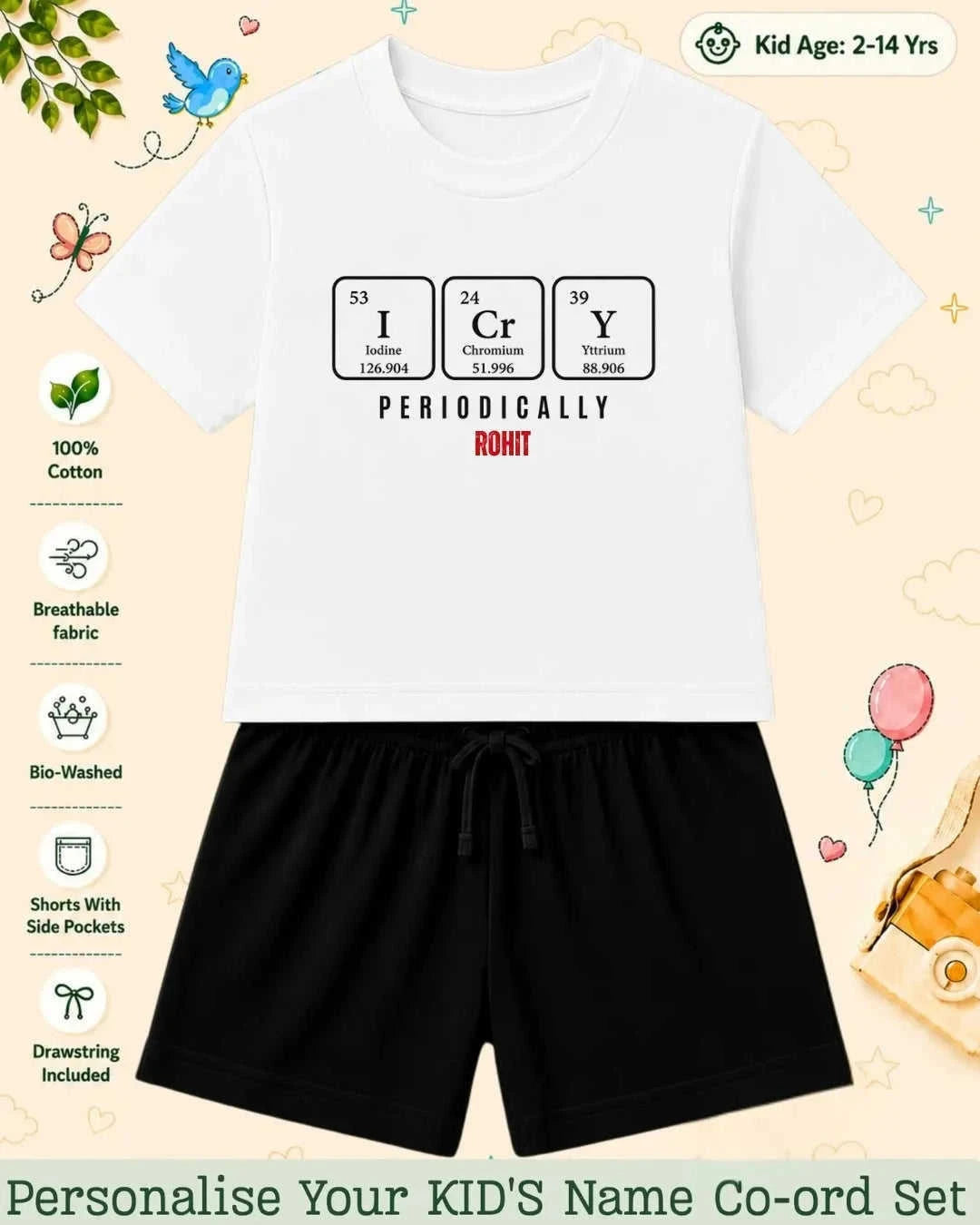 Back To School Custom Kid's Co-ord Set Swiftsoul