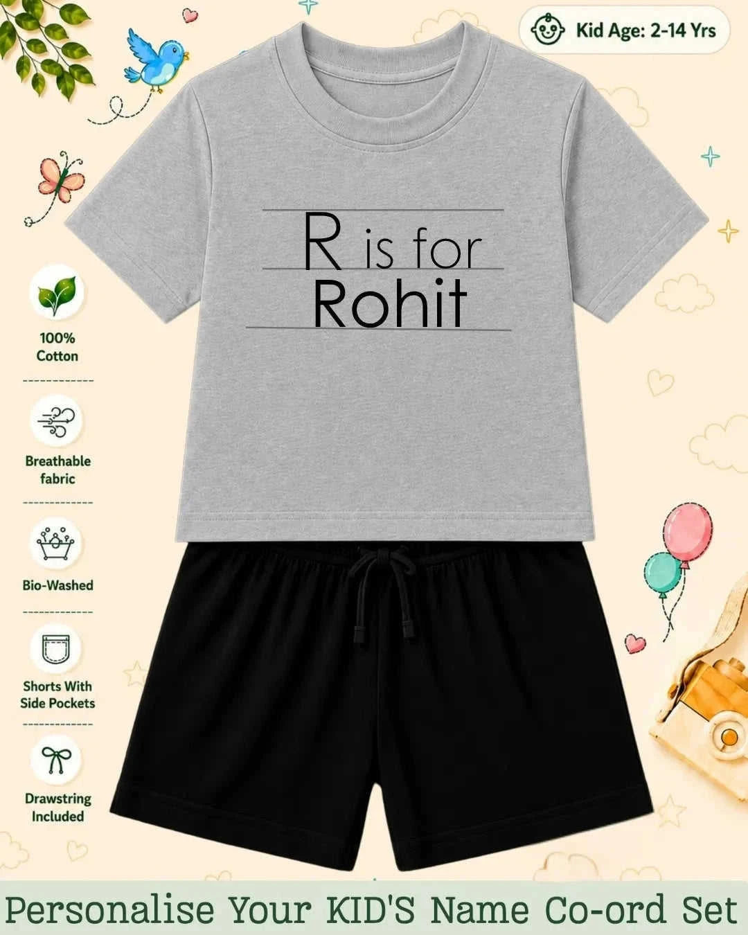Back To School Custom Kid's Co-ord Set Swiftsoul