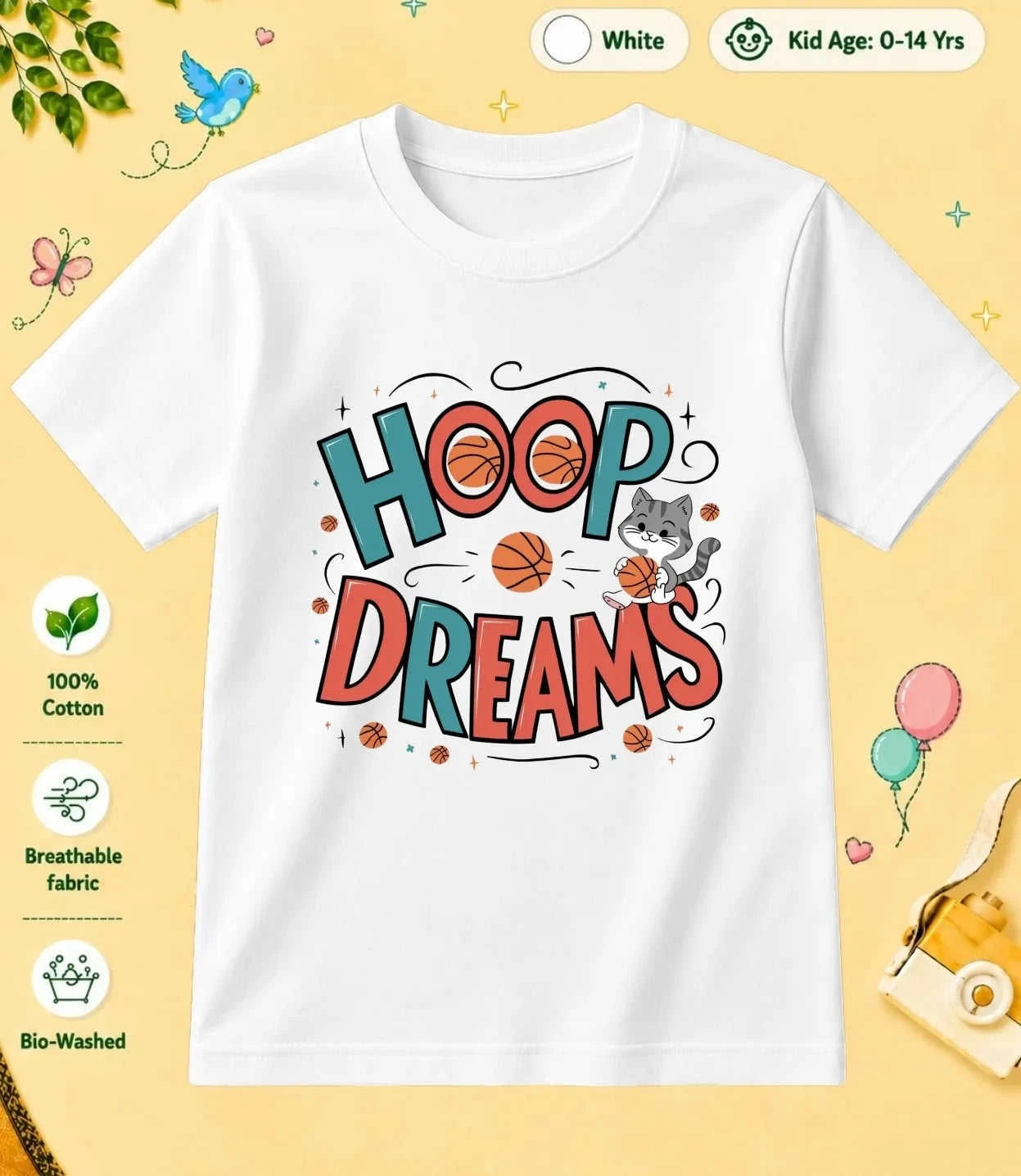 Basketball Kid Cotton Tee Swiftsoul