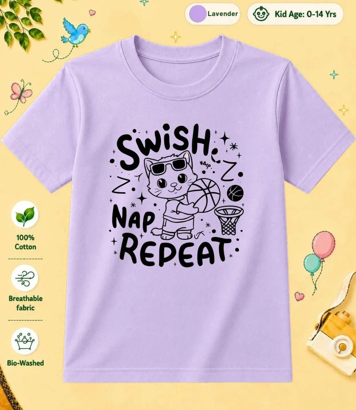 Basketball Kid Cotton Tee Swiftsoul