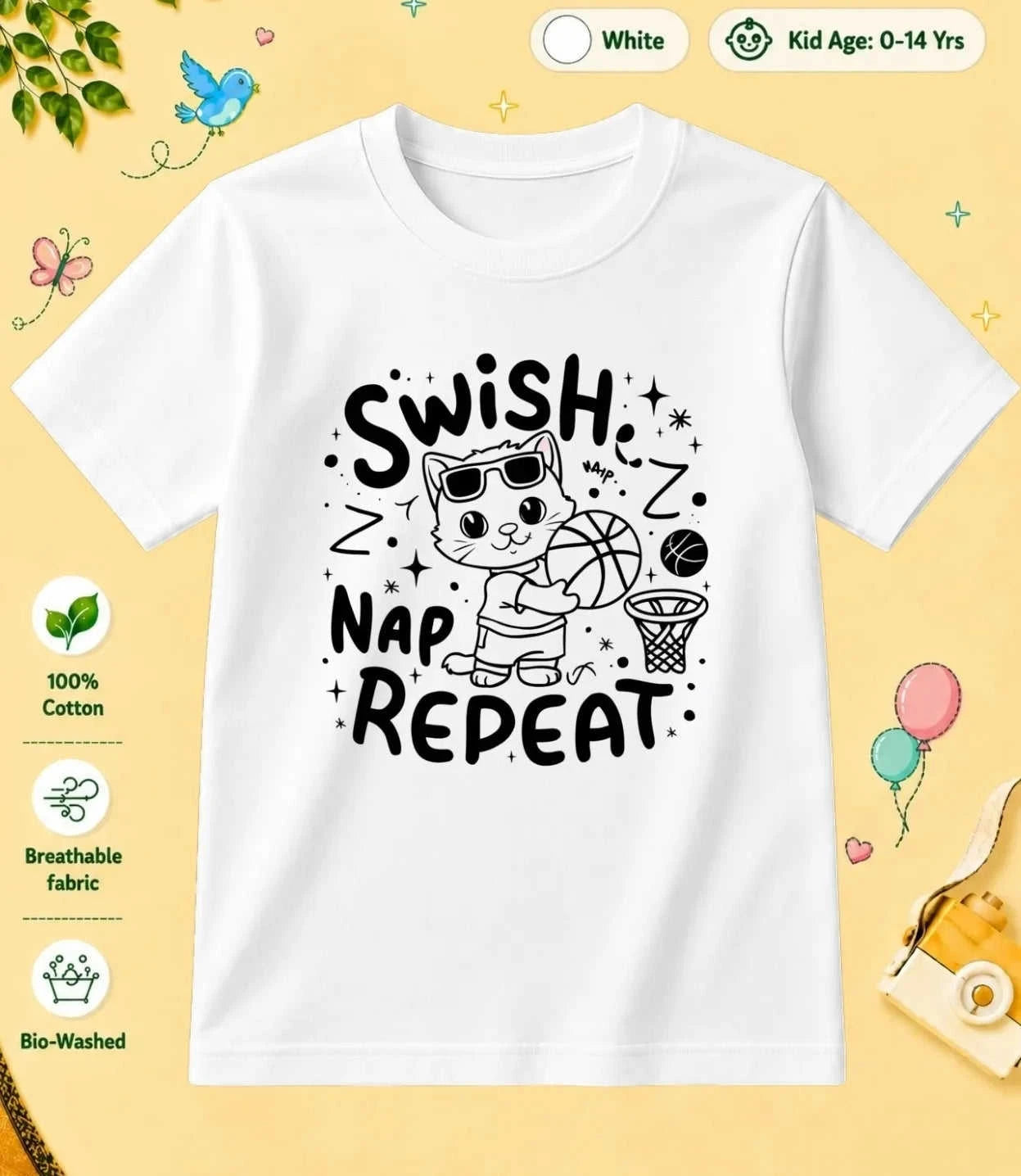 Basketball Kid Cotton Tee Swiftsoul