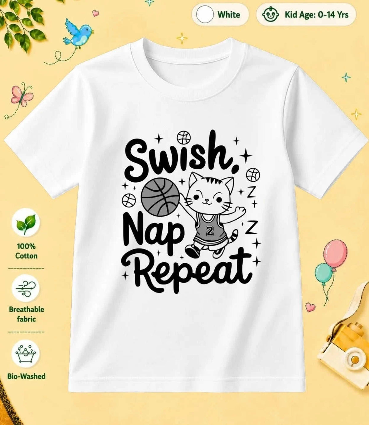 Basketball Kid Cotton Tee Swiftsoul