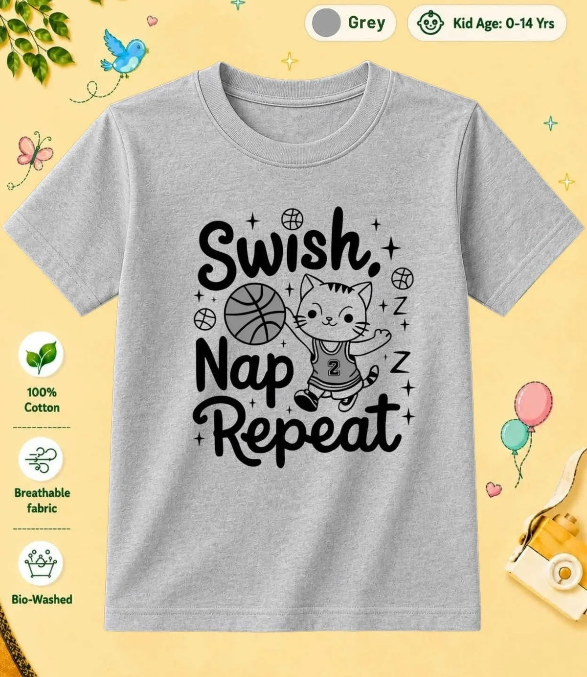 Basketball Kid Cotton Tee Swiftsoul