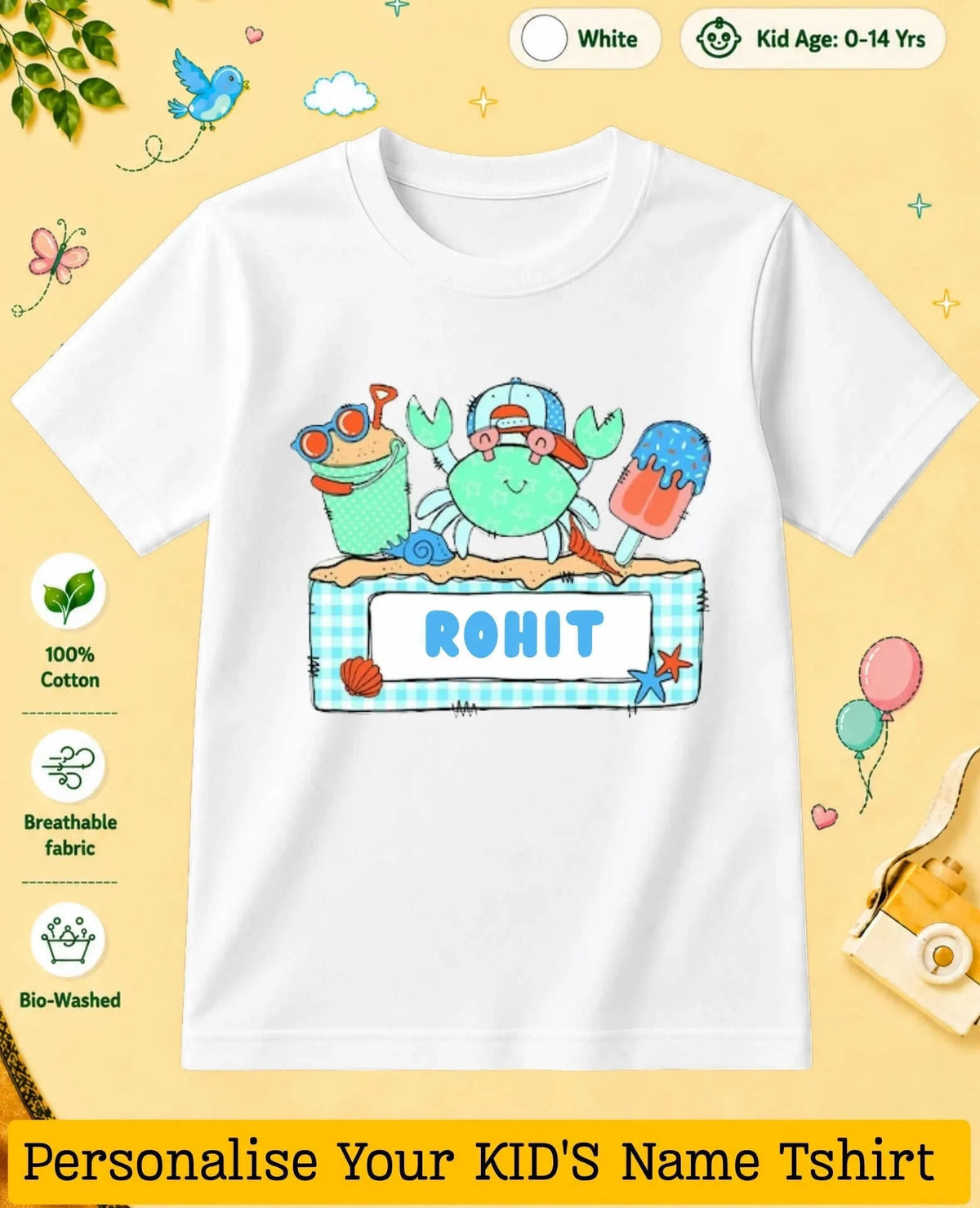 Beach Custom Kid Cotton Tshirt Swiftsoul