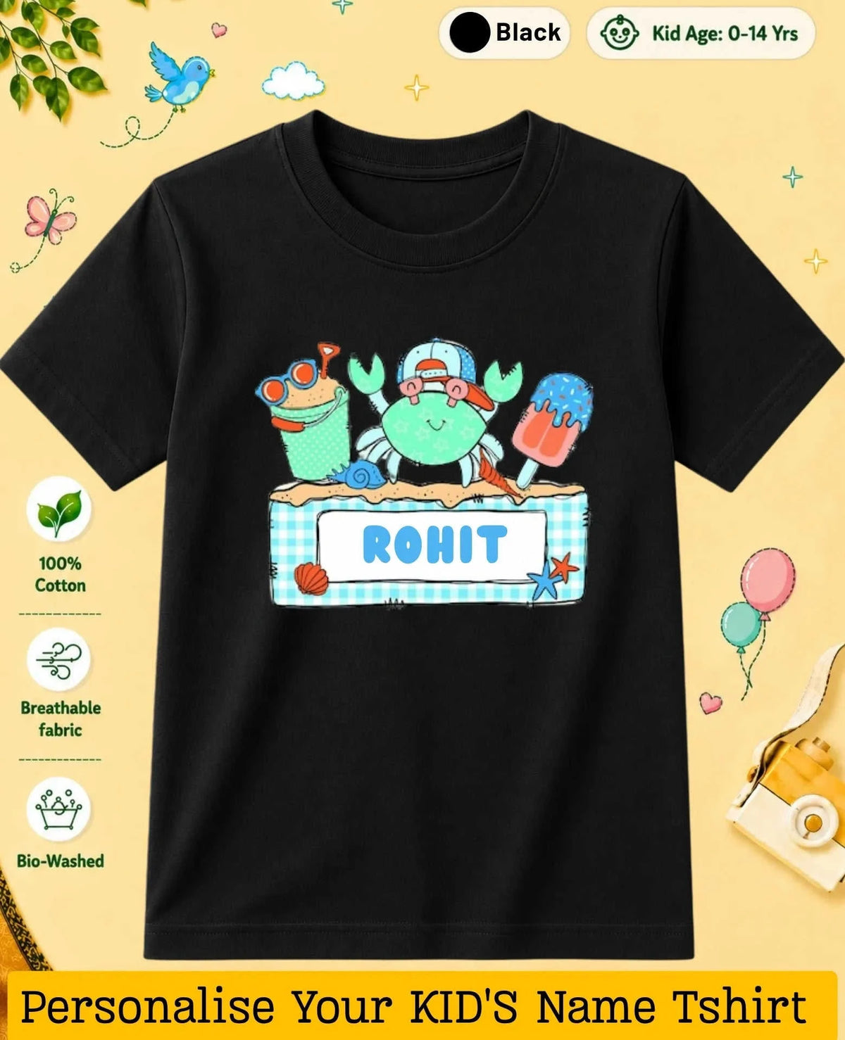 Beach Custom Kid Cotton Tshirt Swiftsoul