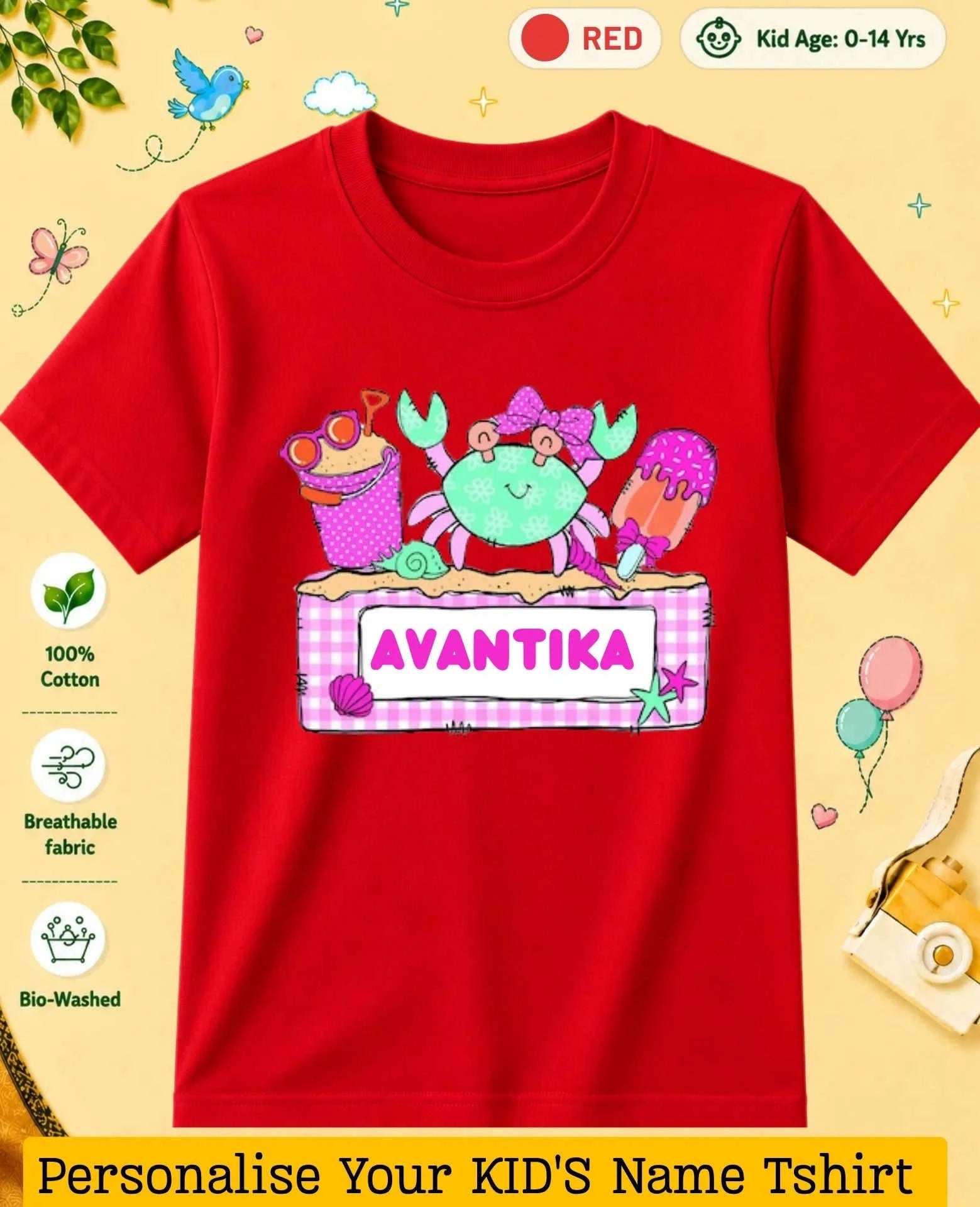 Beach Custom Kid Cotton Tshirt Swiftsoul
