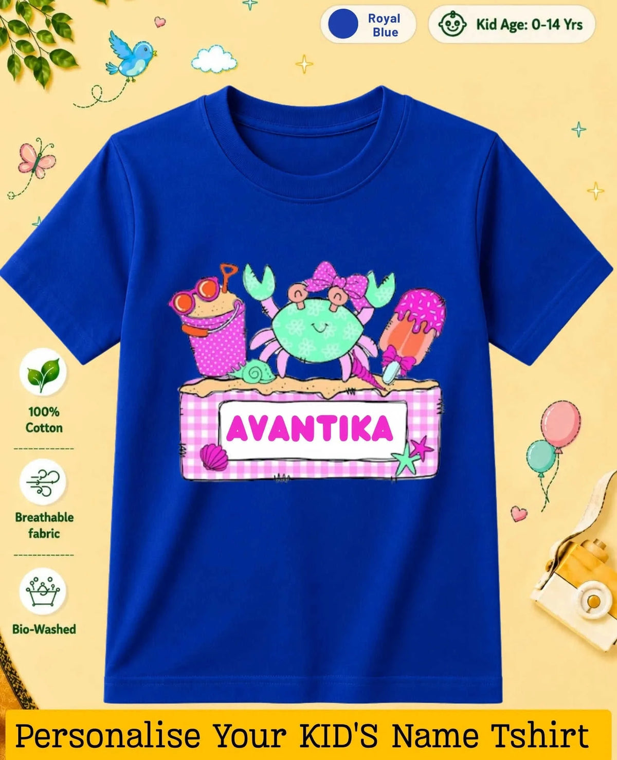Beach Custom Kid Cotton Tshirt Swiftsoul