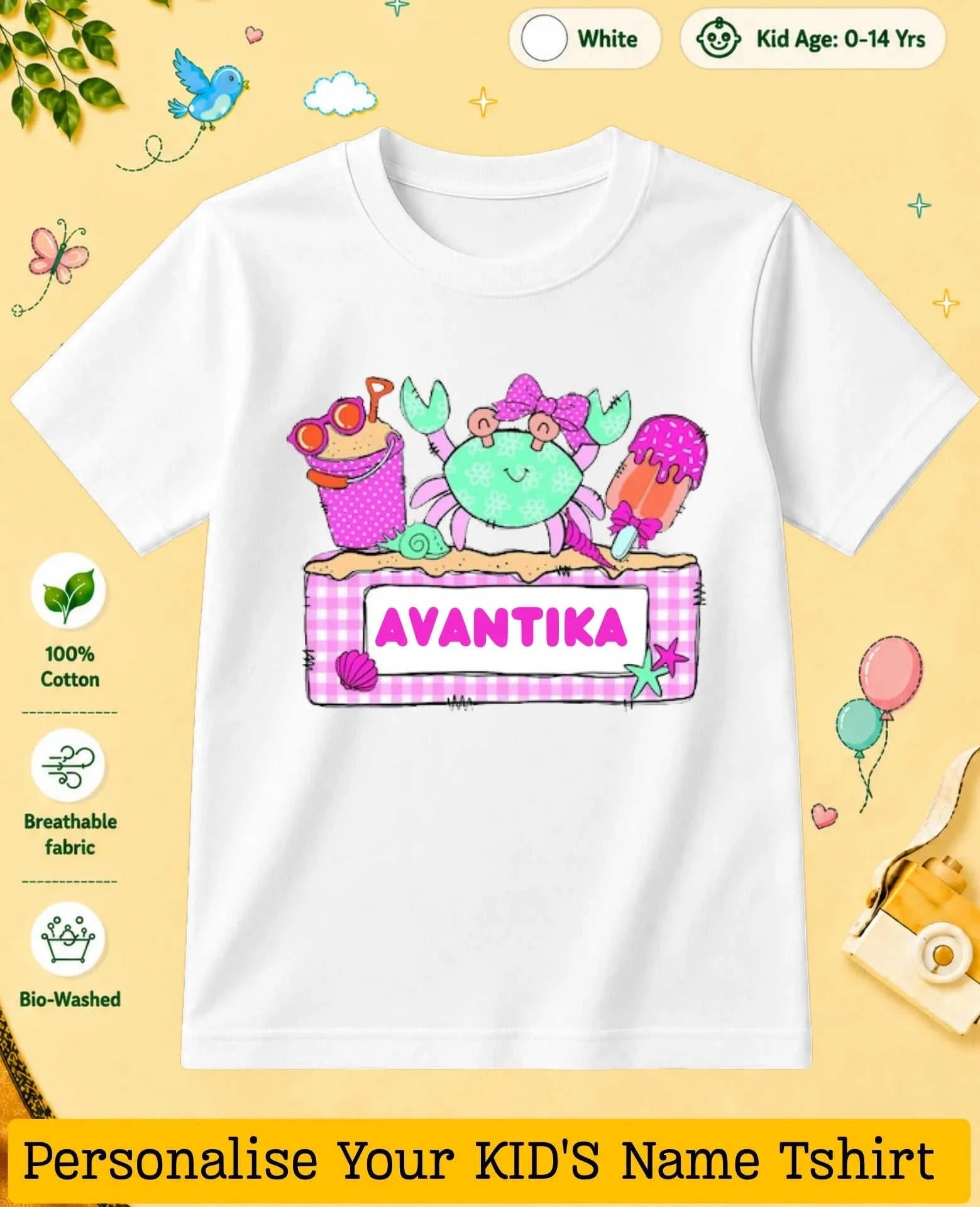 Beach Custom Kid Cotton Tshirt Swiftsoul