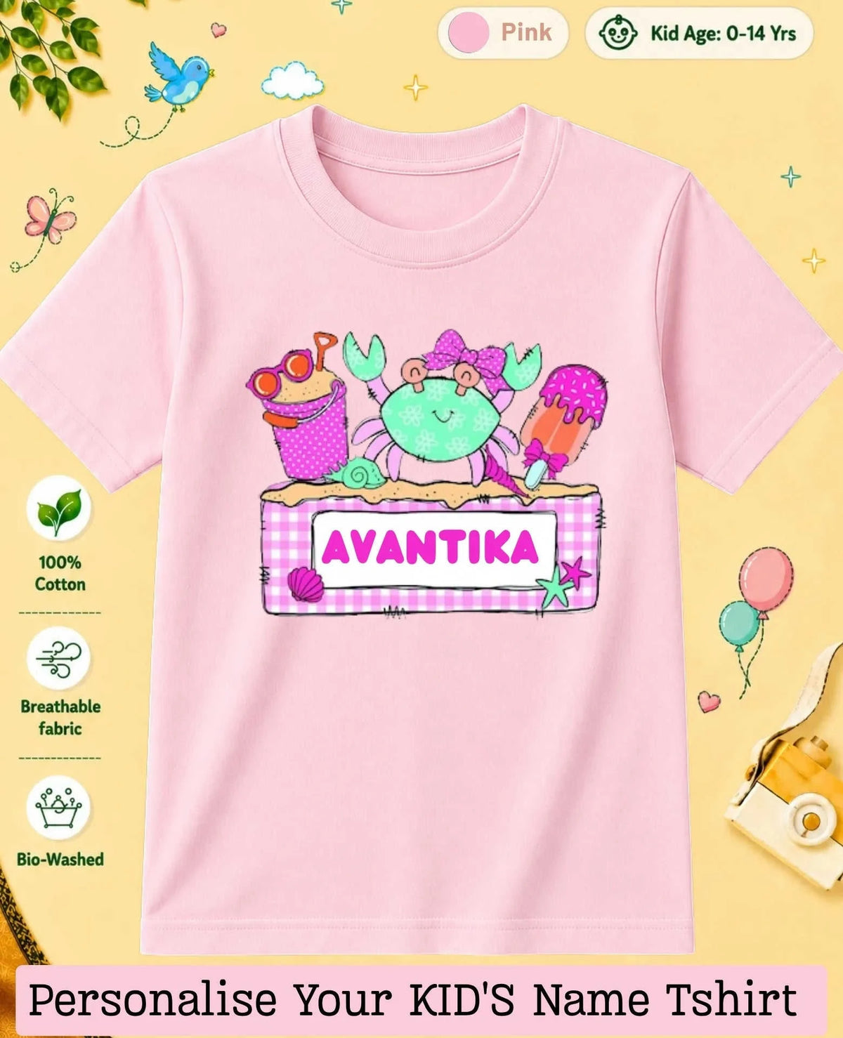 Beach Custom Kid Cotton Tshirt Swiftsoul