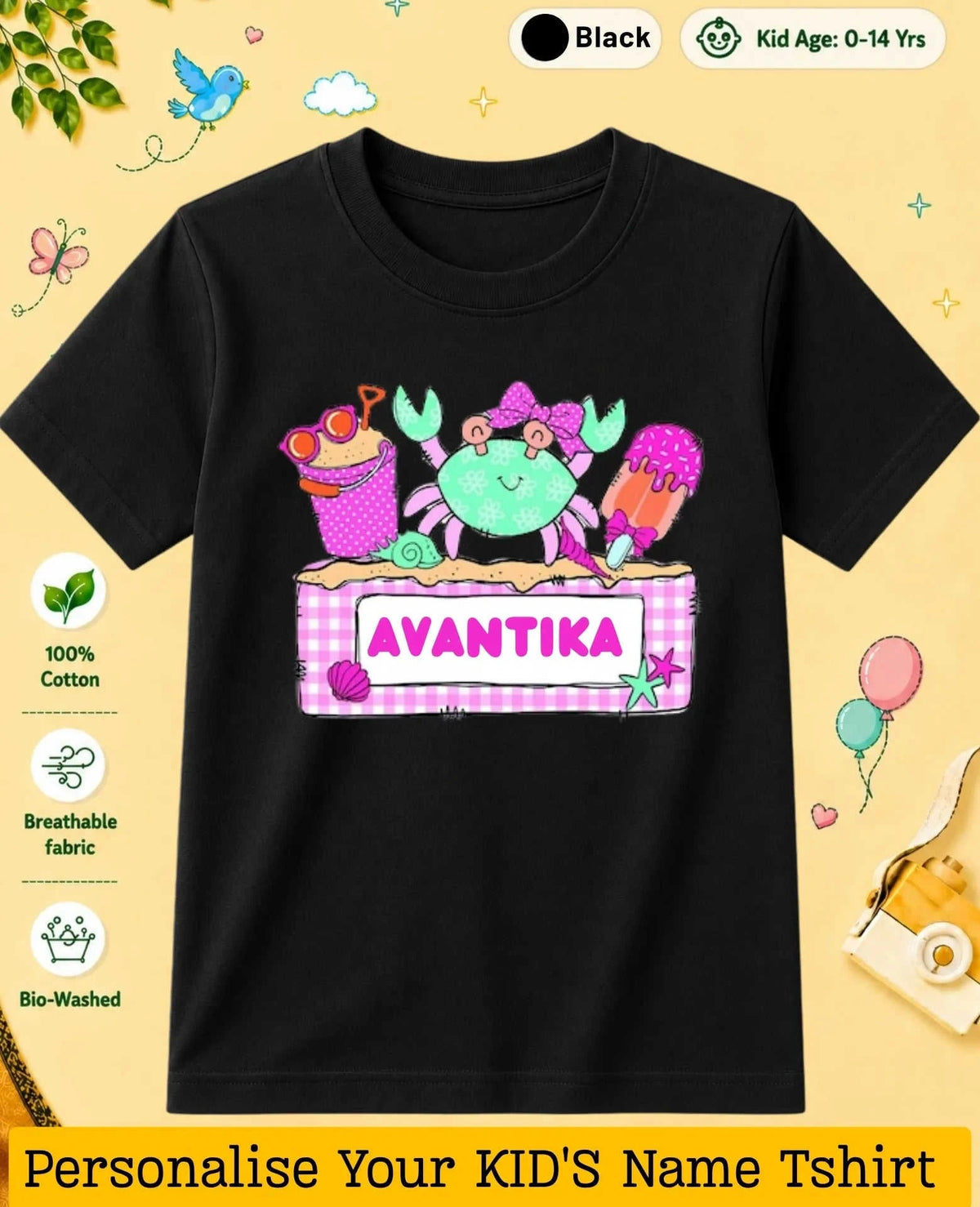 Beach Custom Kid Cotton Tshirt Swiftsoul