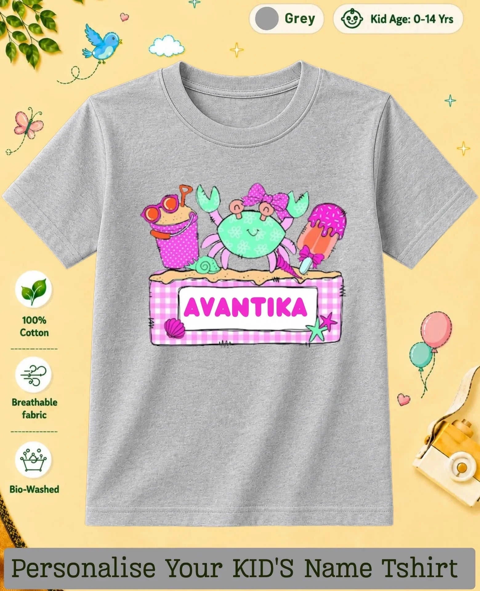 Beach Custom Kid Cotton Tshirt Swiftsoul
