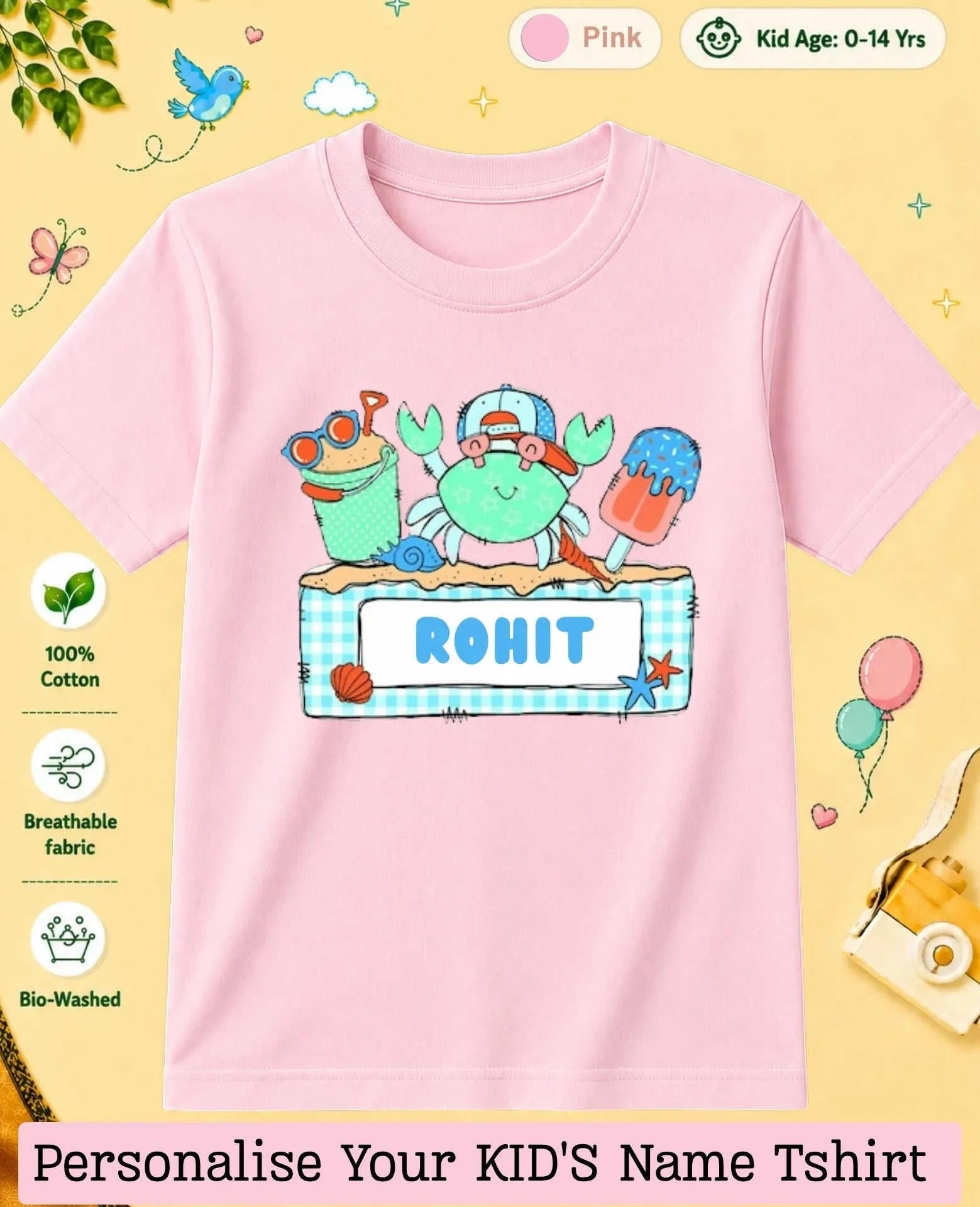 Beach Custom Kid Cotton Tshirt Swiftsoul