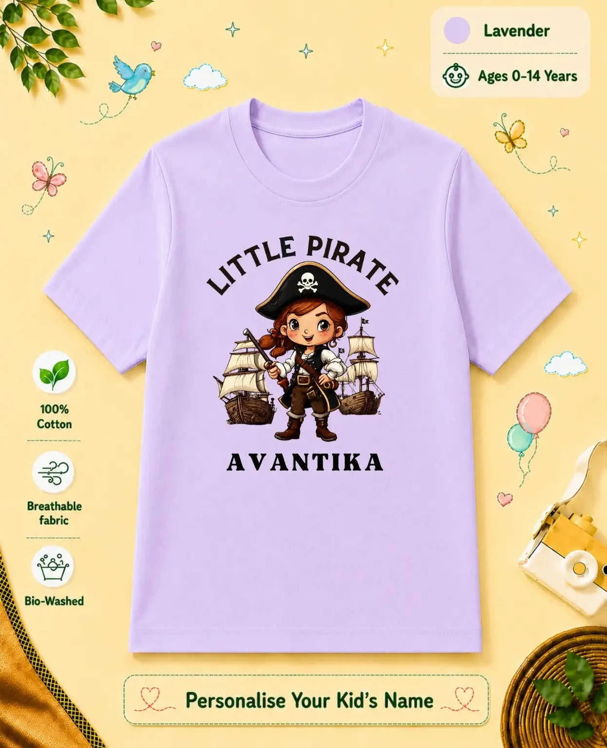 Captain & Pirate Theme Custom Kid Cotton Tshirt Swiftsoul