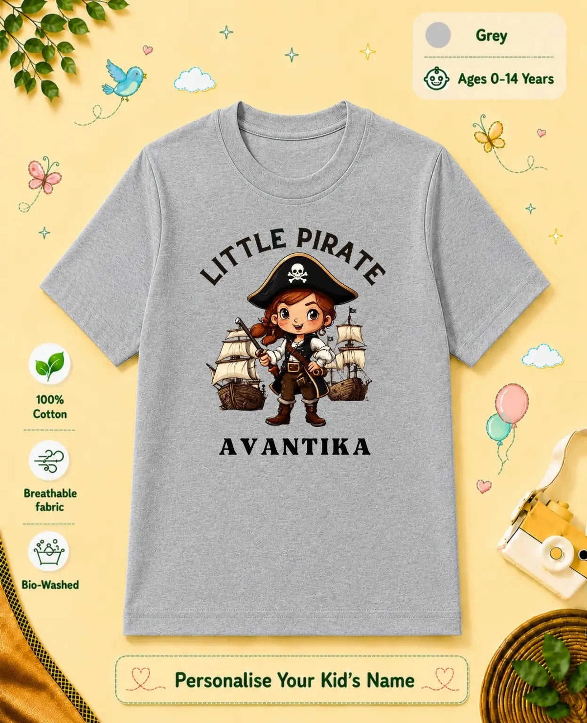 Captain & Pirate Theme Custom Kid Cotton Tshirt Swiftsoul