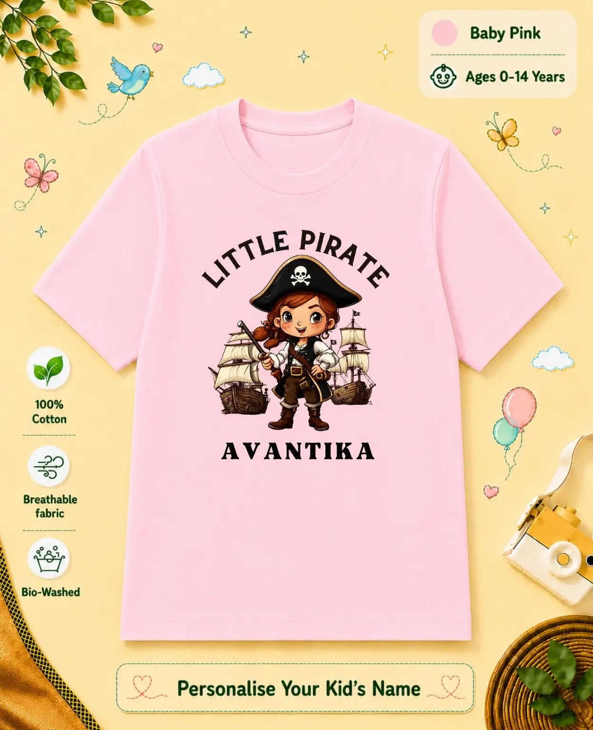 Captain & Pirate Theme Custom Kid Cotton Tshirt Swiftsoul