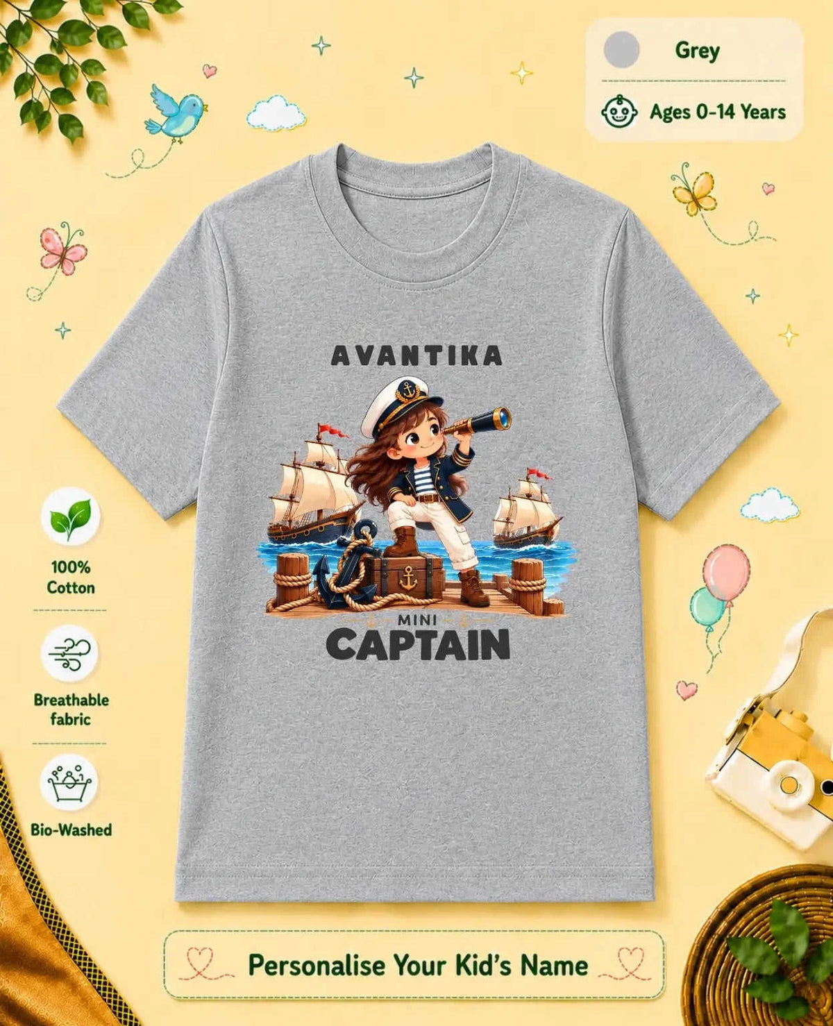 Captain & Pirate Theme Custom Kid Cotton Tshirt Swiftsoul