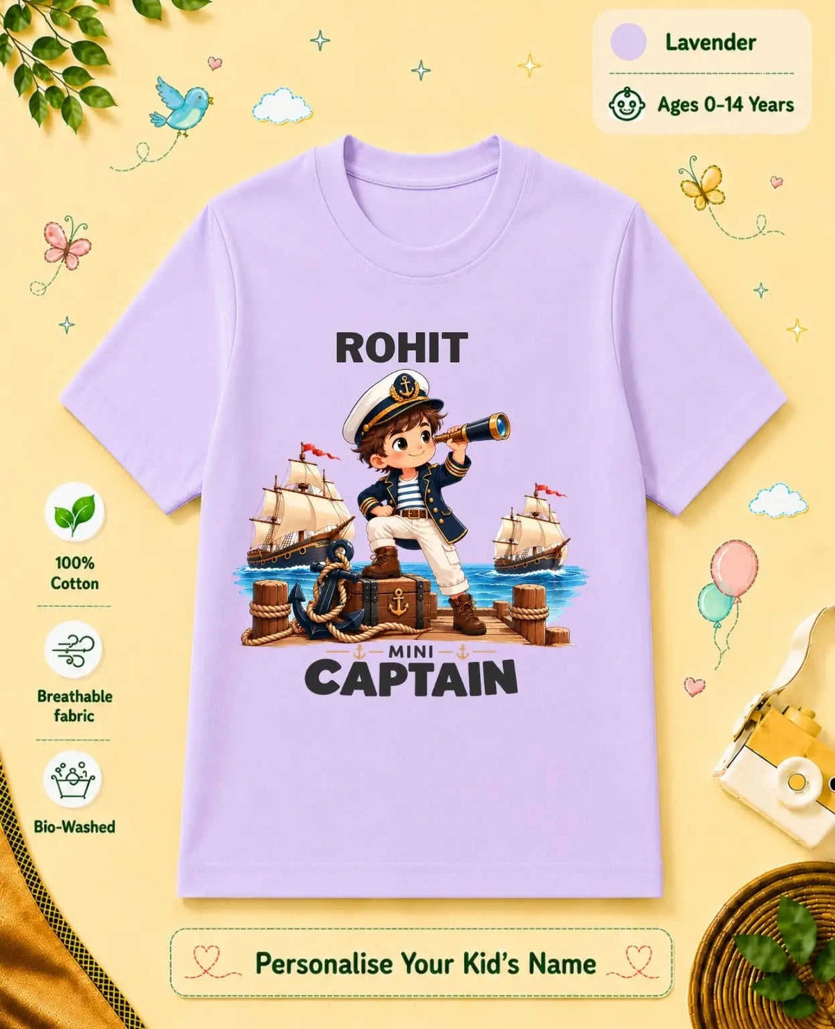 Captain & Pirate Theme Custom Kid Cotton Tshirt Swiftsoul