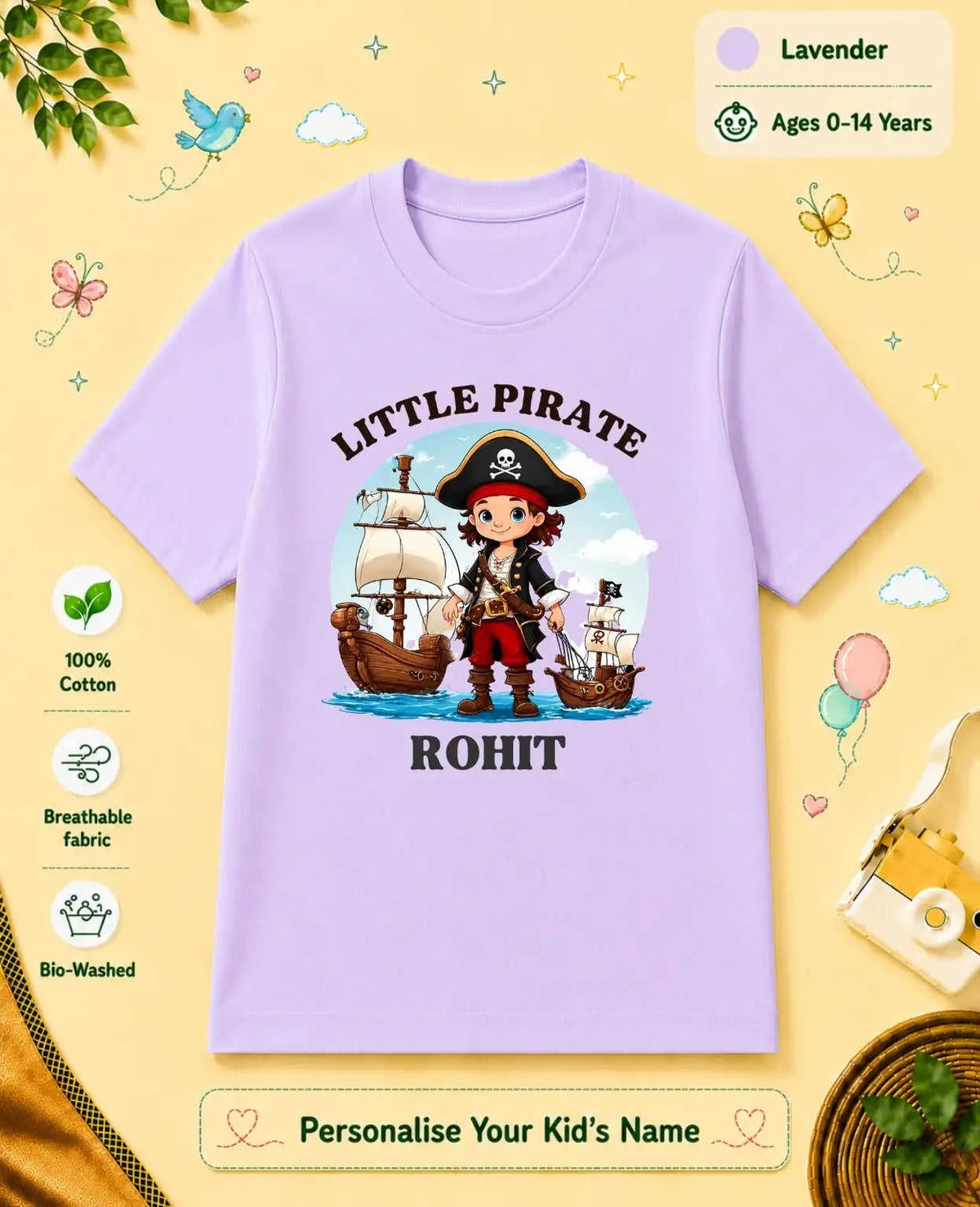 Captain & Pirate Theme Custom Kid Cotton Tshirt Swiftsoul