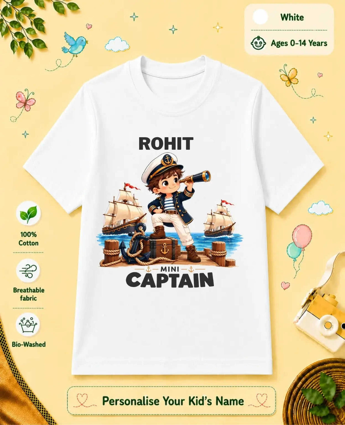 Captain & Pirate Theme Custom Kid Cotton Tshirt Swiftsoul