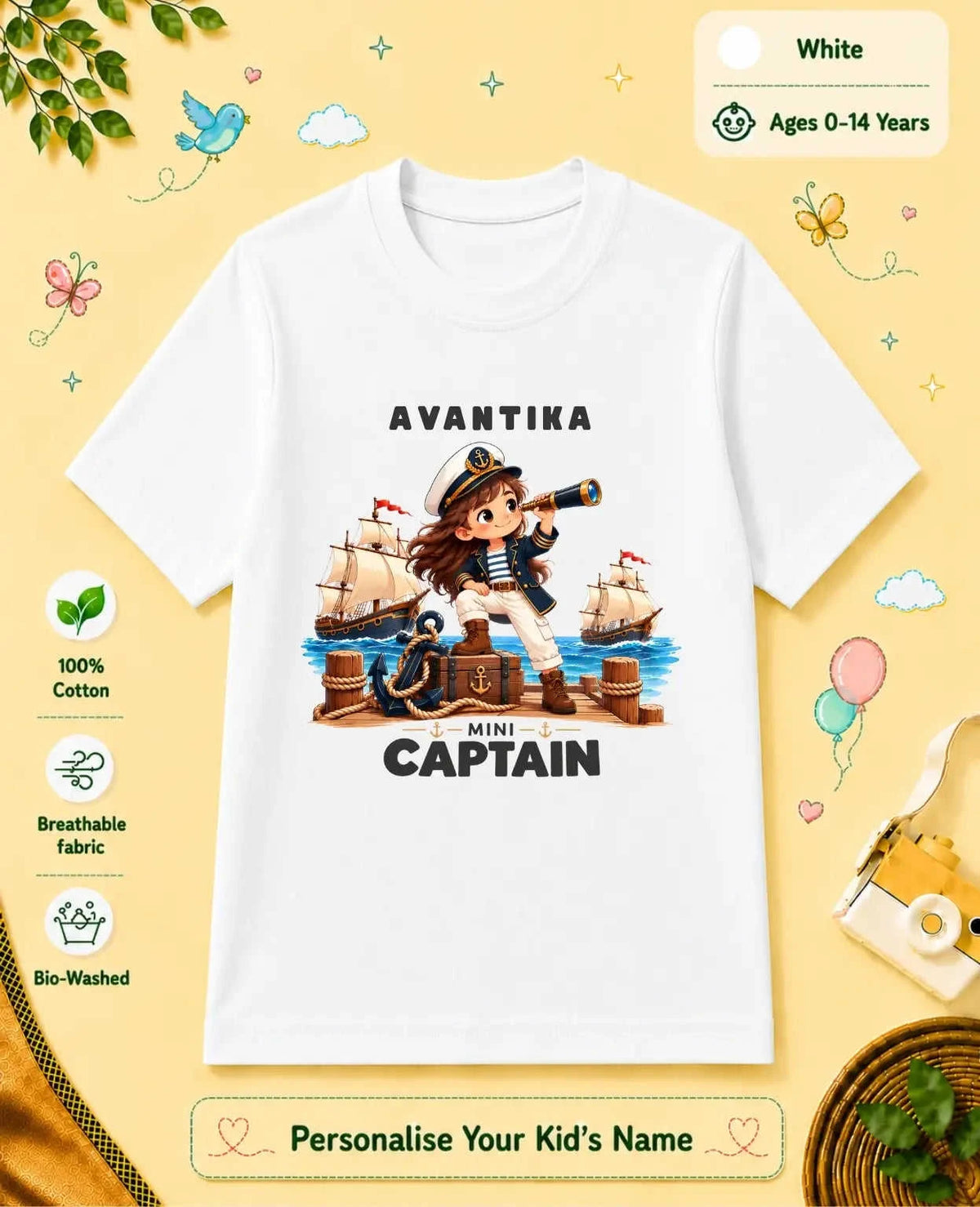 Captain & Pirate Theme Custom Kid Cotton Tshirt Swiftsoul