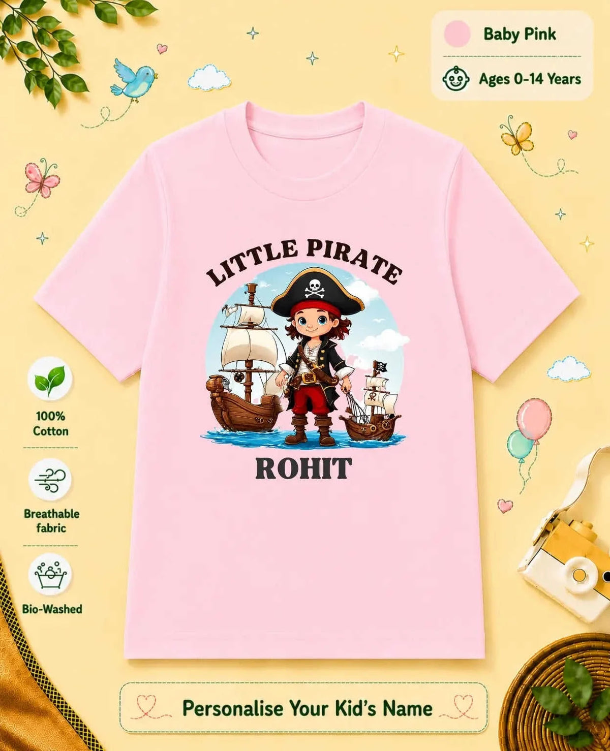 Captain & Pirate Theme Custom Kid Cotton Tshirt Swiftsoul