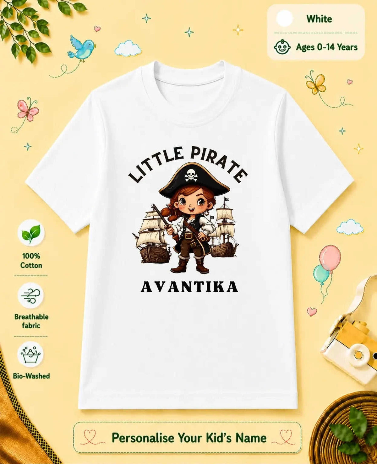 Captain & Pirate Theme Custom Kid Cotton Tshirt Swiftsoul
