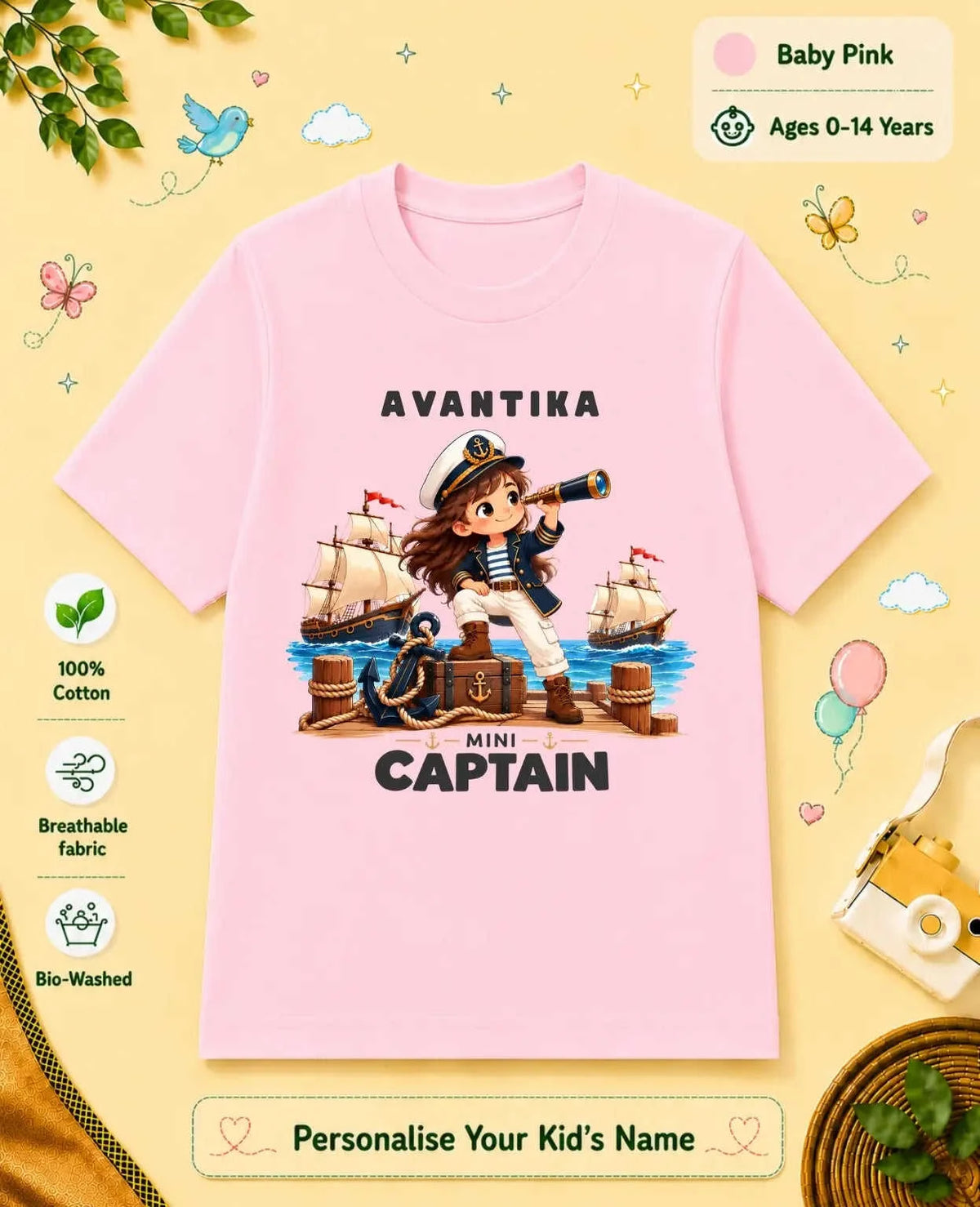 Captain & Pirate Theme Custom Kid Cotton Tshirt Swiftsoul