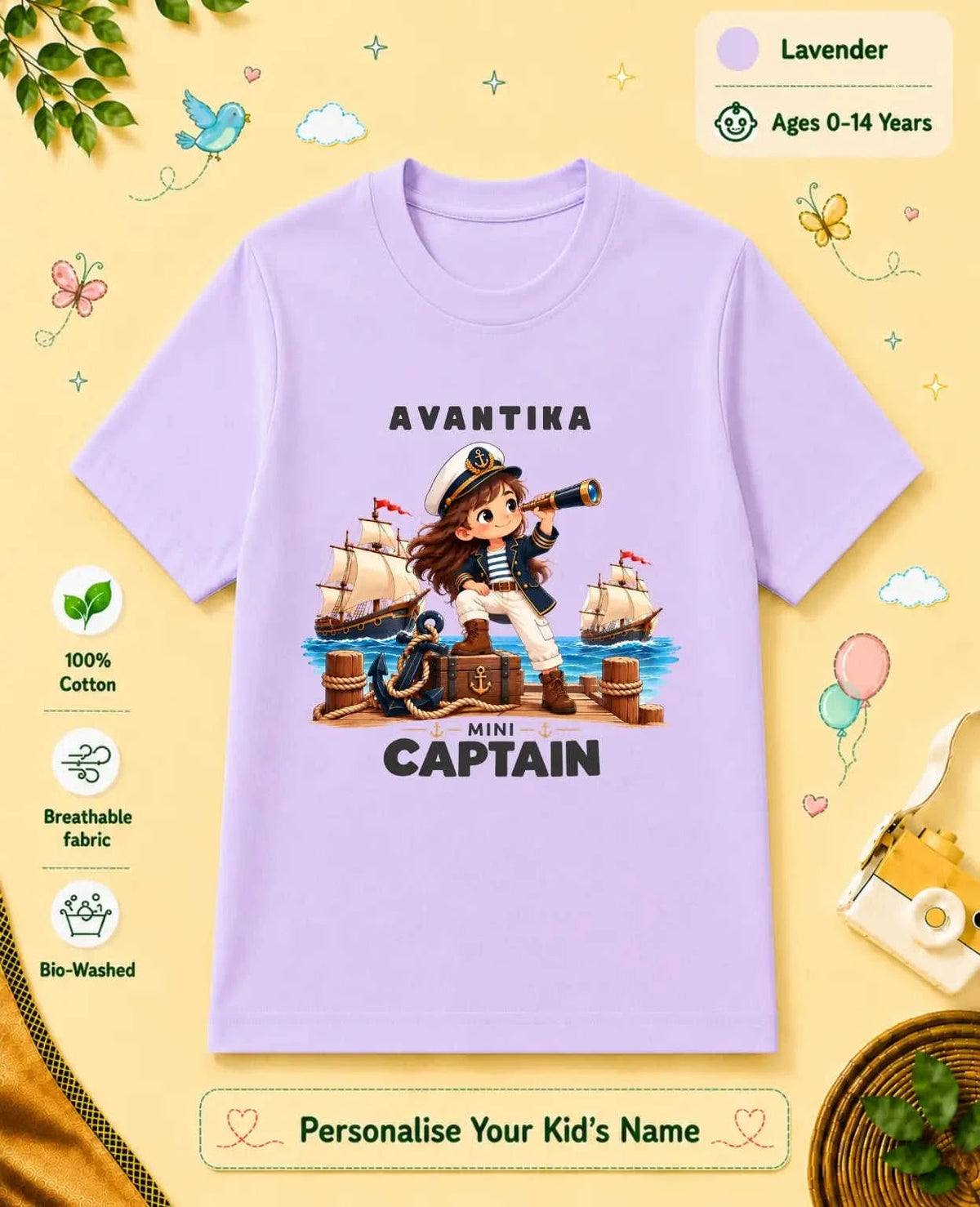 Captain & Pirate Theme Custom Kid Cotton Tshirt Swiftsoul