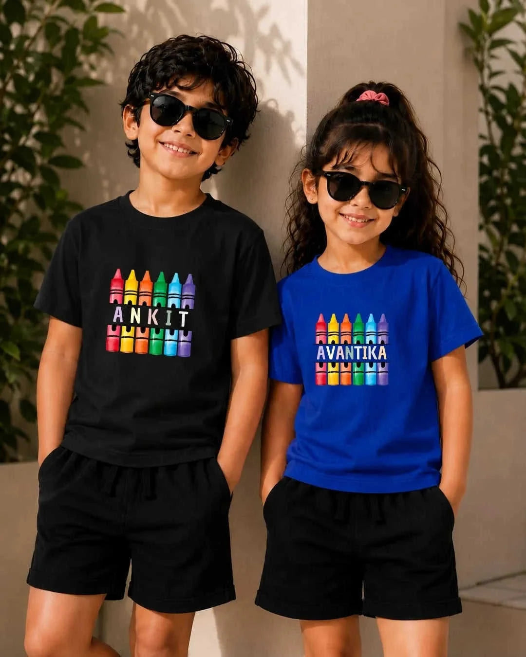 Colorful Crayon Custom Kid Co-ord Set Swiftsoul