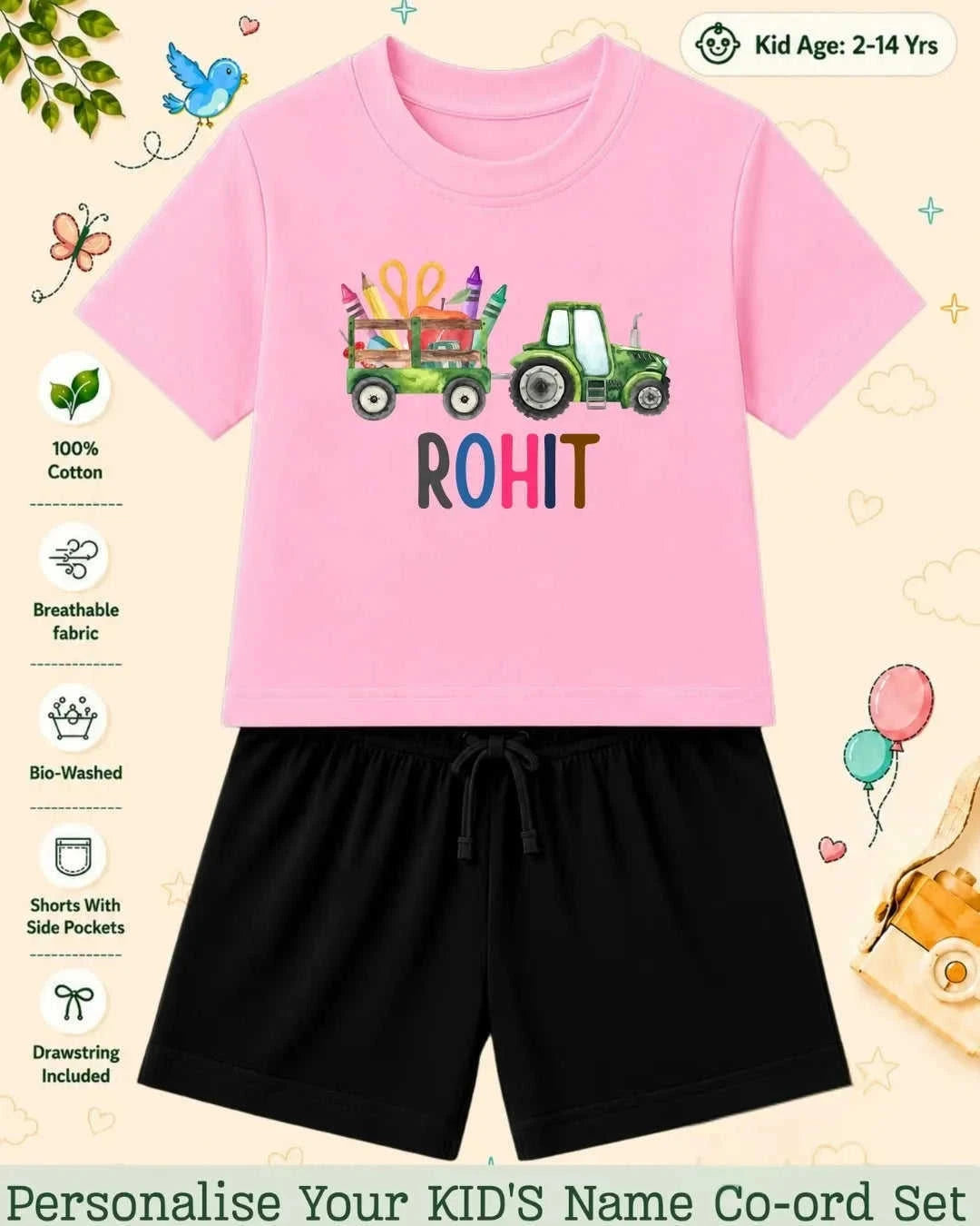 Colorful Crayon Custom Kid Co-ord Set Swiftsoul